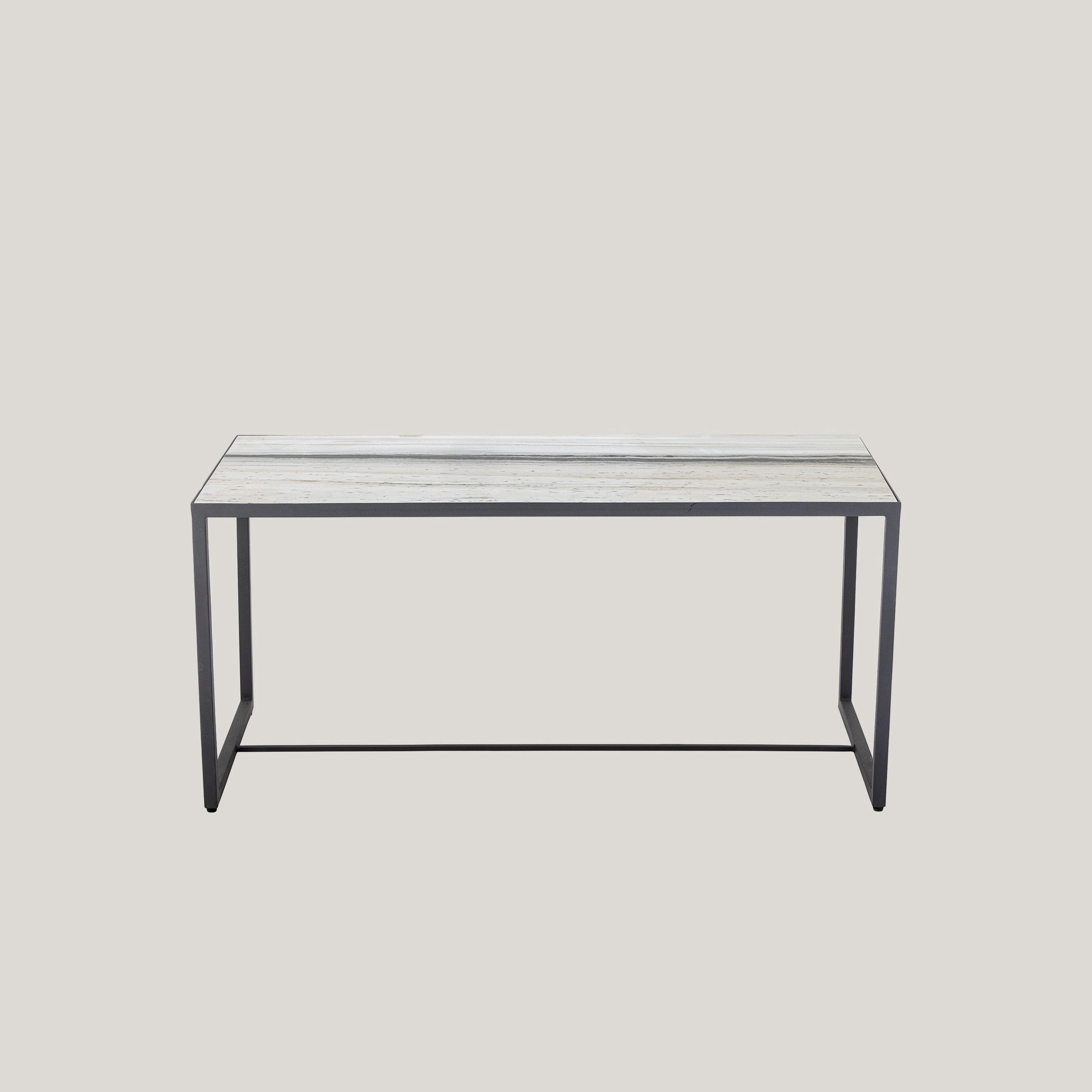 Ines tavolino rettangolare in marmo bianco venato con struttura antracite - divani.store