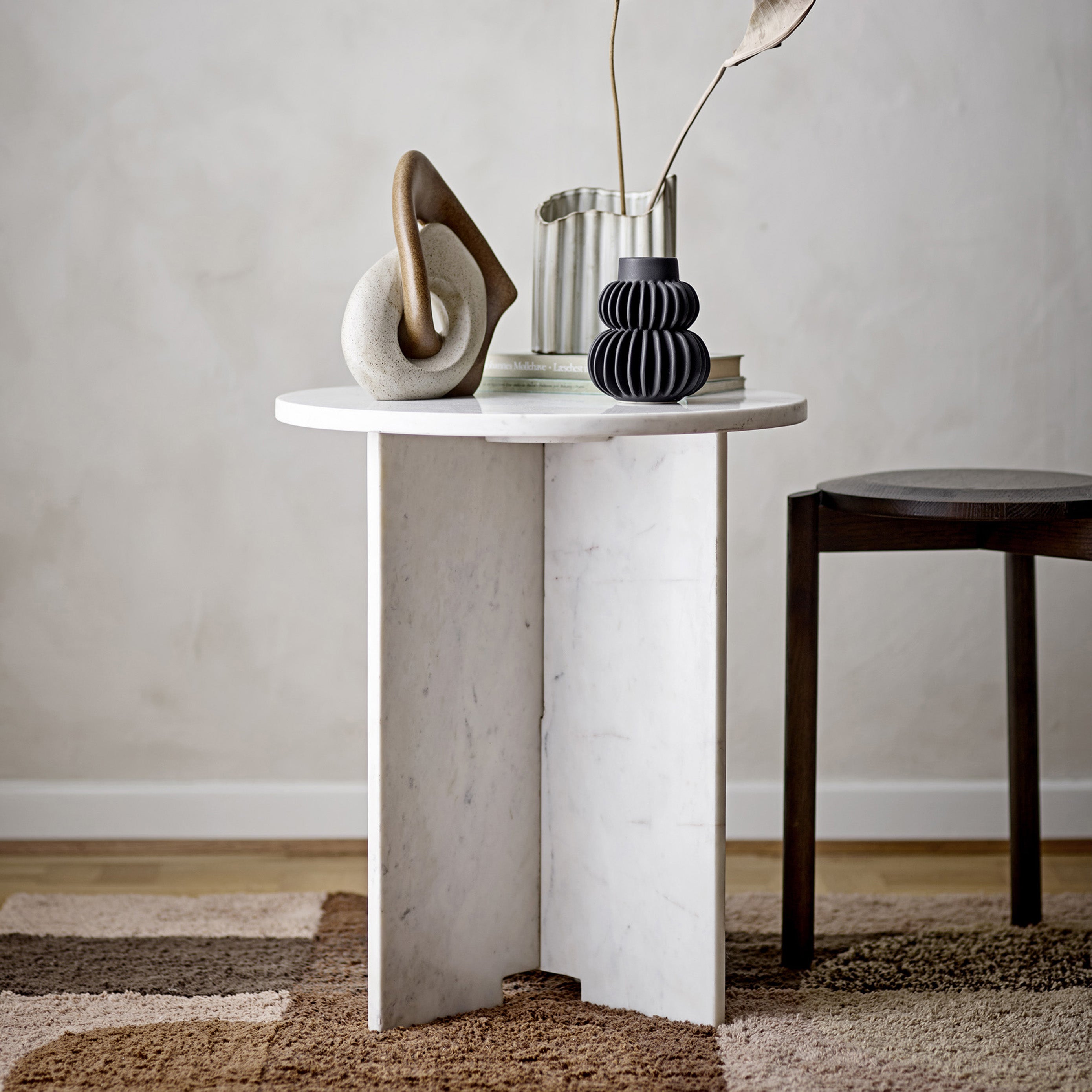 Jasmia tavolino tondo in marmo bianco - divani.store