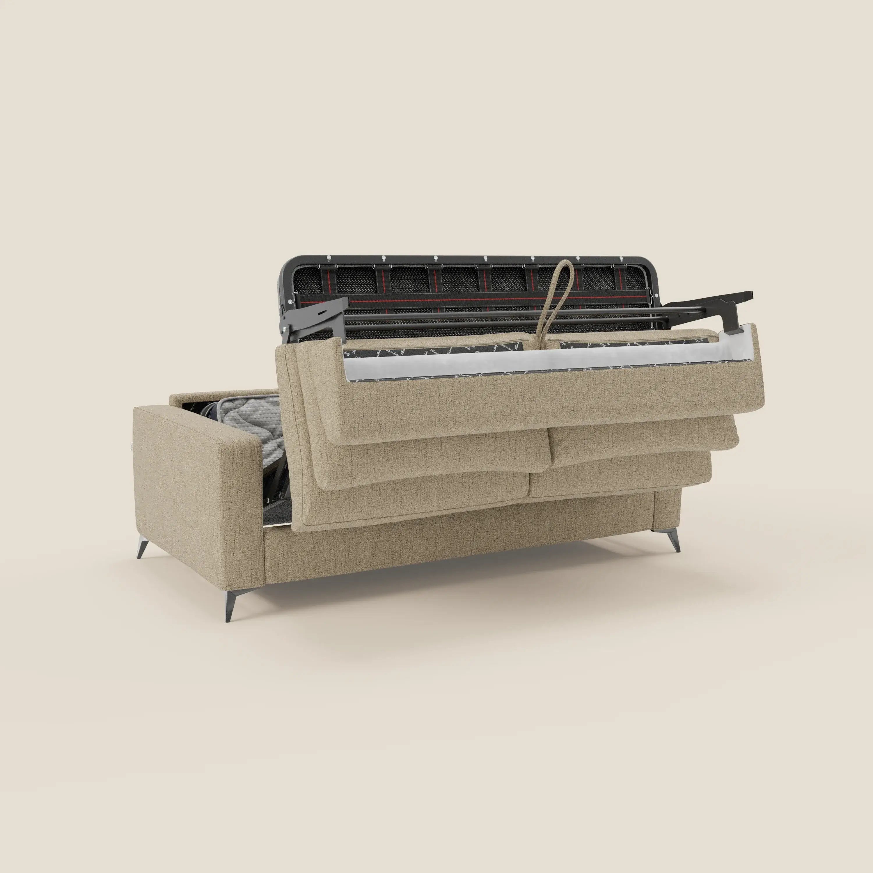 Alaya Schlafsofa mit weichen Kissen aus wasserfestem Stoff T03 beige