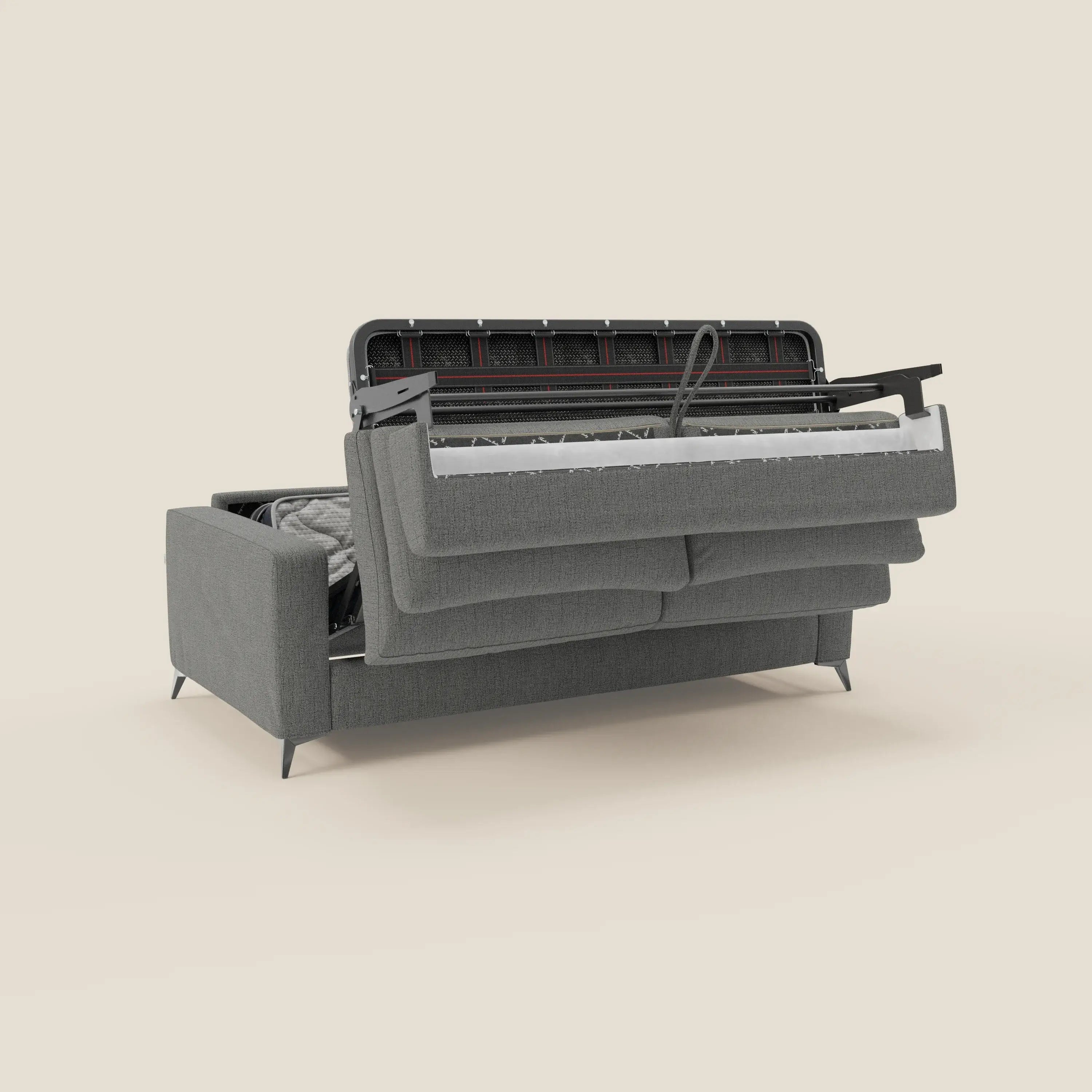 Alaya Schlafsofa mit weichen Kissen aus wasserfestem Stoff T03 grau