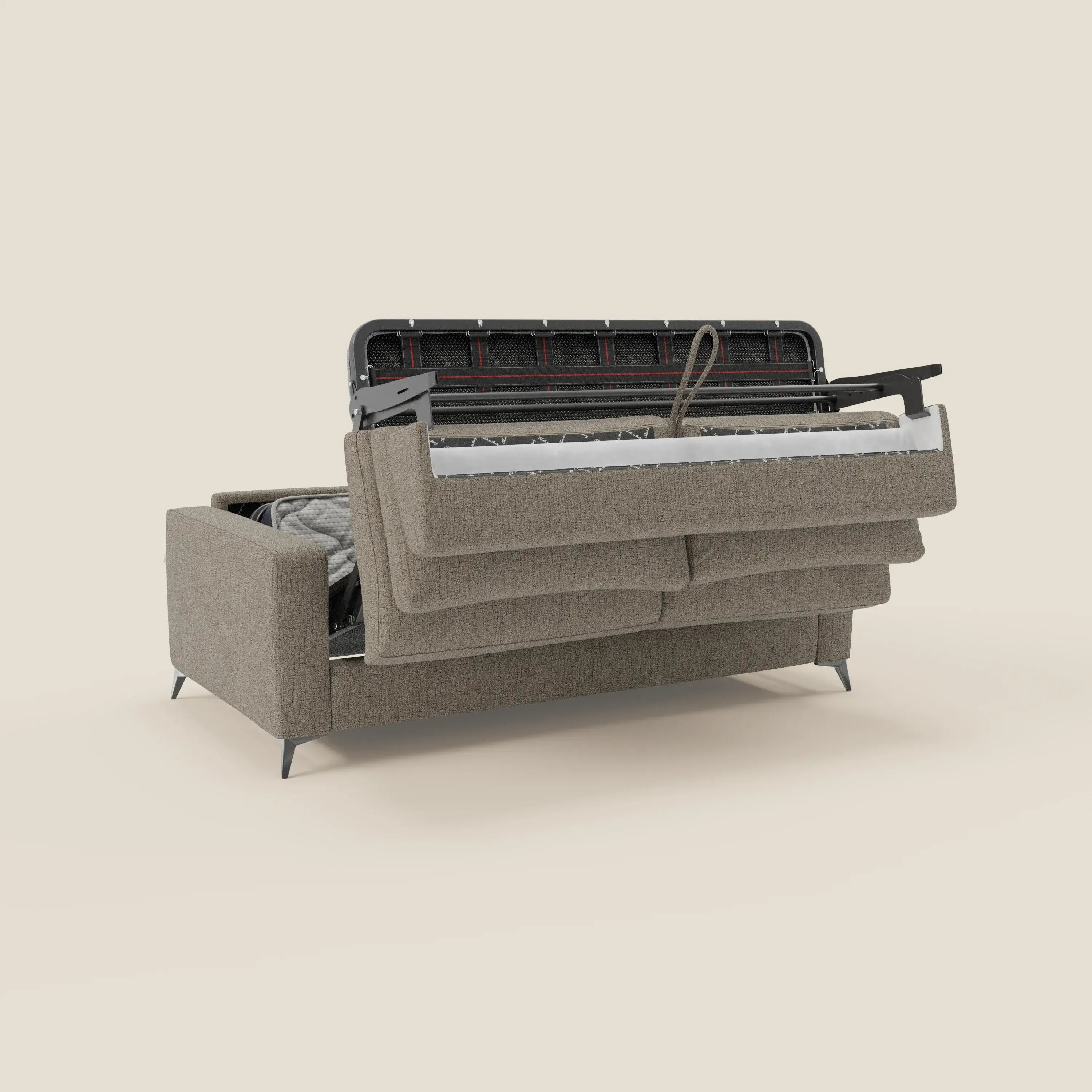 Alaya Schlafsofa mit weichen Kissen aus wasserfestem Stoff T03 taupe