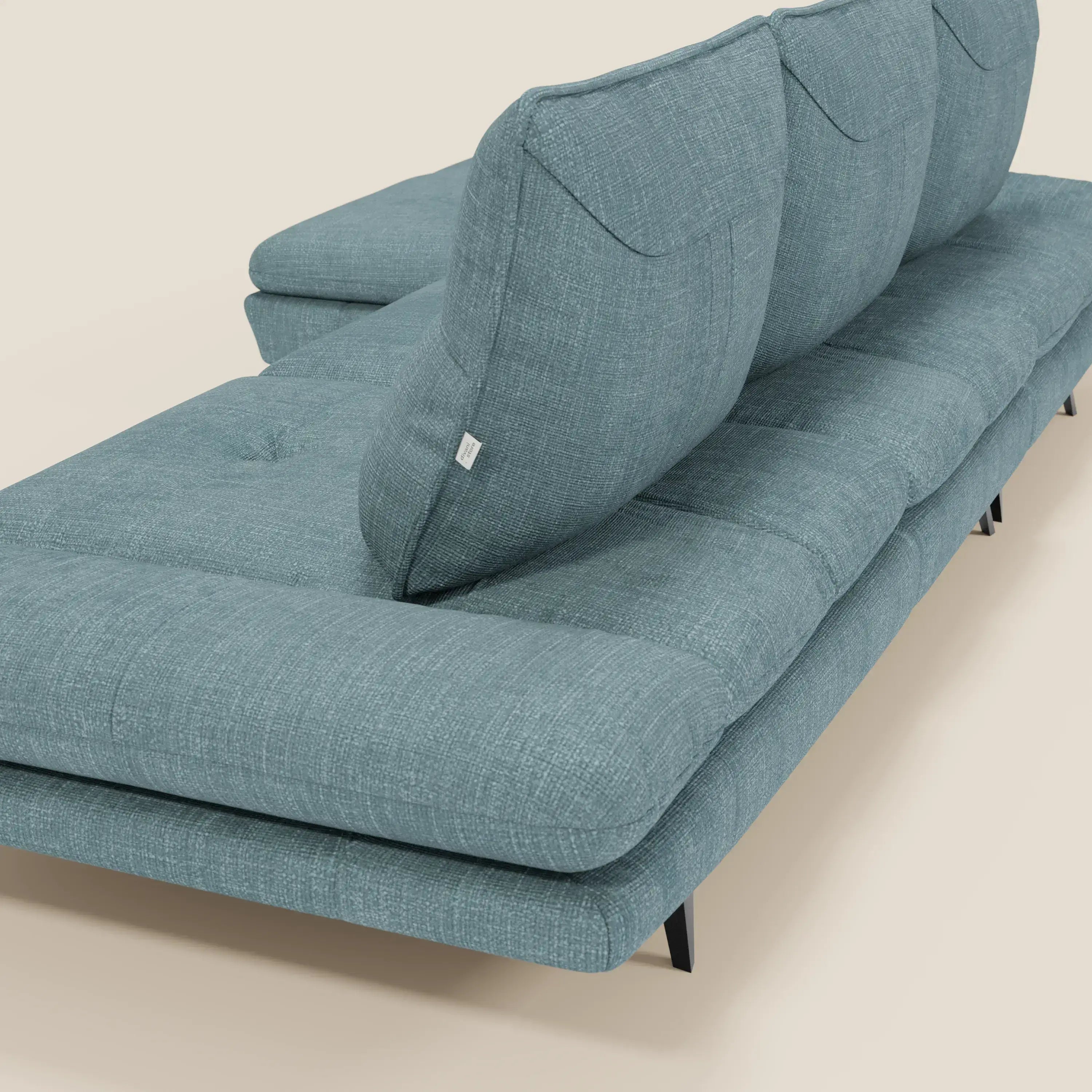 Ardex Sofa mit Halbinsel – verschiebbare Rückenlehnen und verstellbare Armlehnen aus elegantem, wasserfestem Stoff T06 hellblau