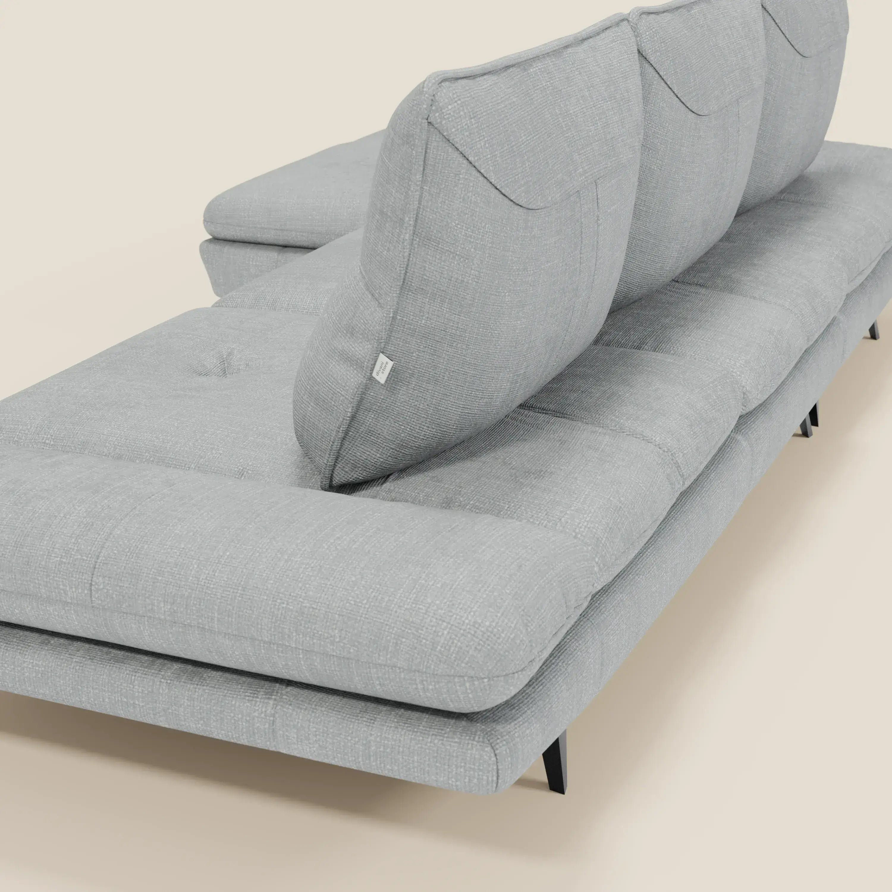 Ardex Sofa mit Halbinsel – verschiebbare Rückenlehnen und verstellbare Armlehnen aus elegantem, wasserfestem Stoff T06 eisblau