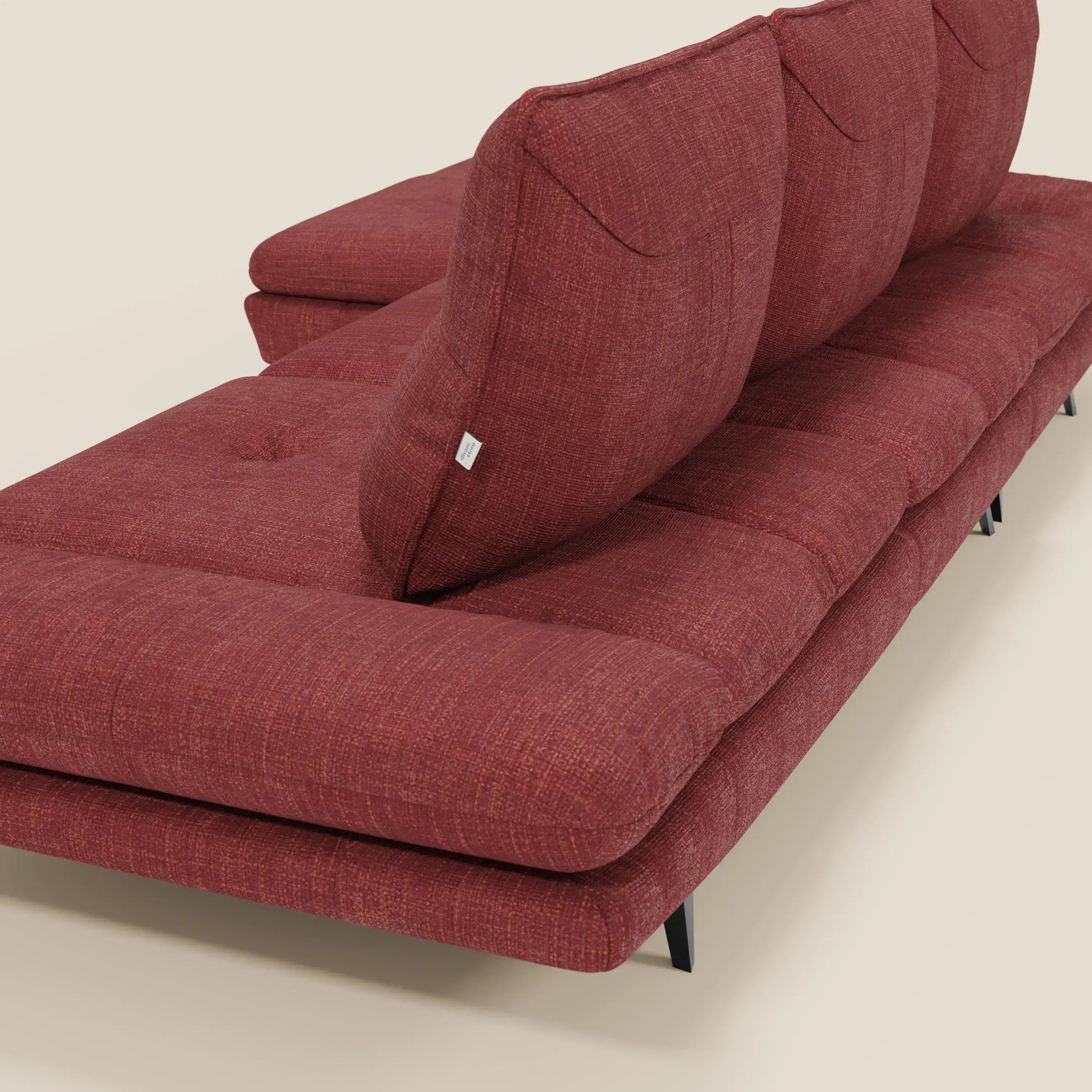 Ardex Sofa mit Halbinsel – verschiebbare Rückenlehnen und verstellbare Armlehnen aus elegantem, wasserfestem Stoff T06 rot