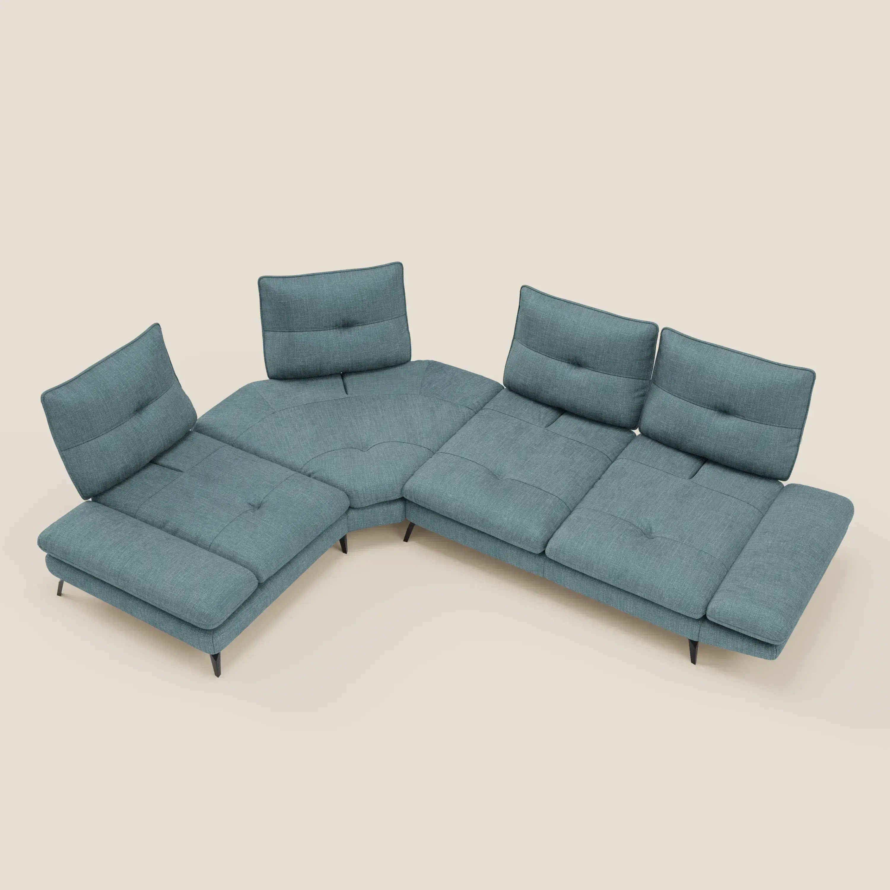 Ardex Ecksofa – verschiebbare Rückenlehnen und verstellbare Armlehnen aus elegantem, wasserfestem Stoff T06 hellblau