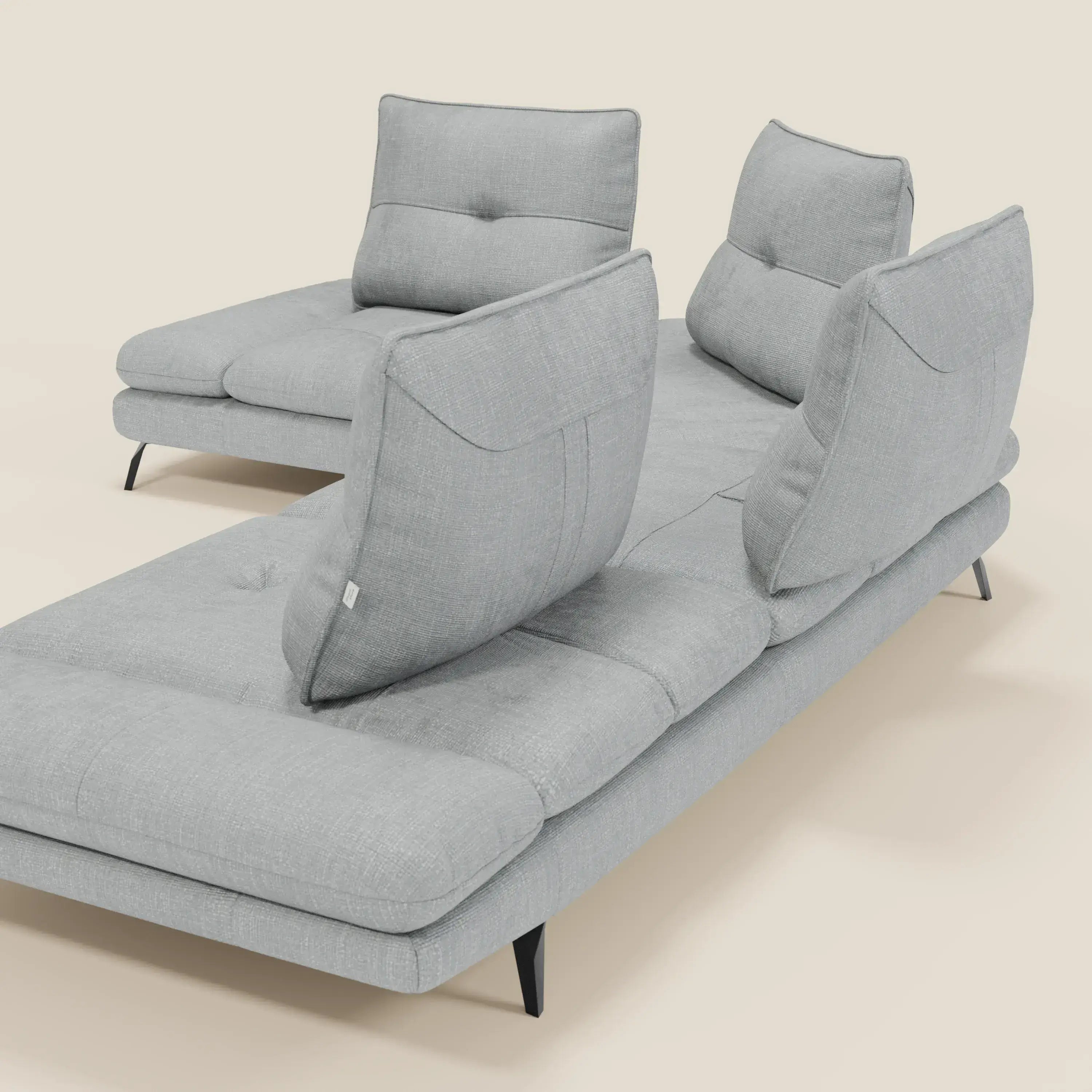 Ardex Ecksofa – verschiebbare Rückenlehnen und verstellbare Armlehnen aus elegantem, wasserfestem Stoff T06 eisblau