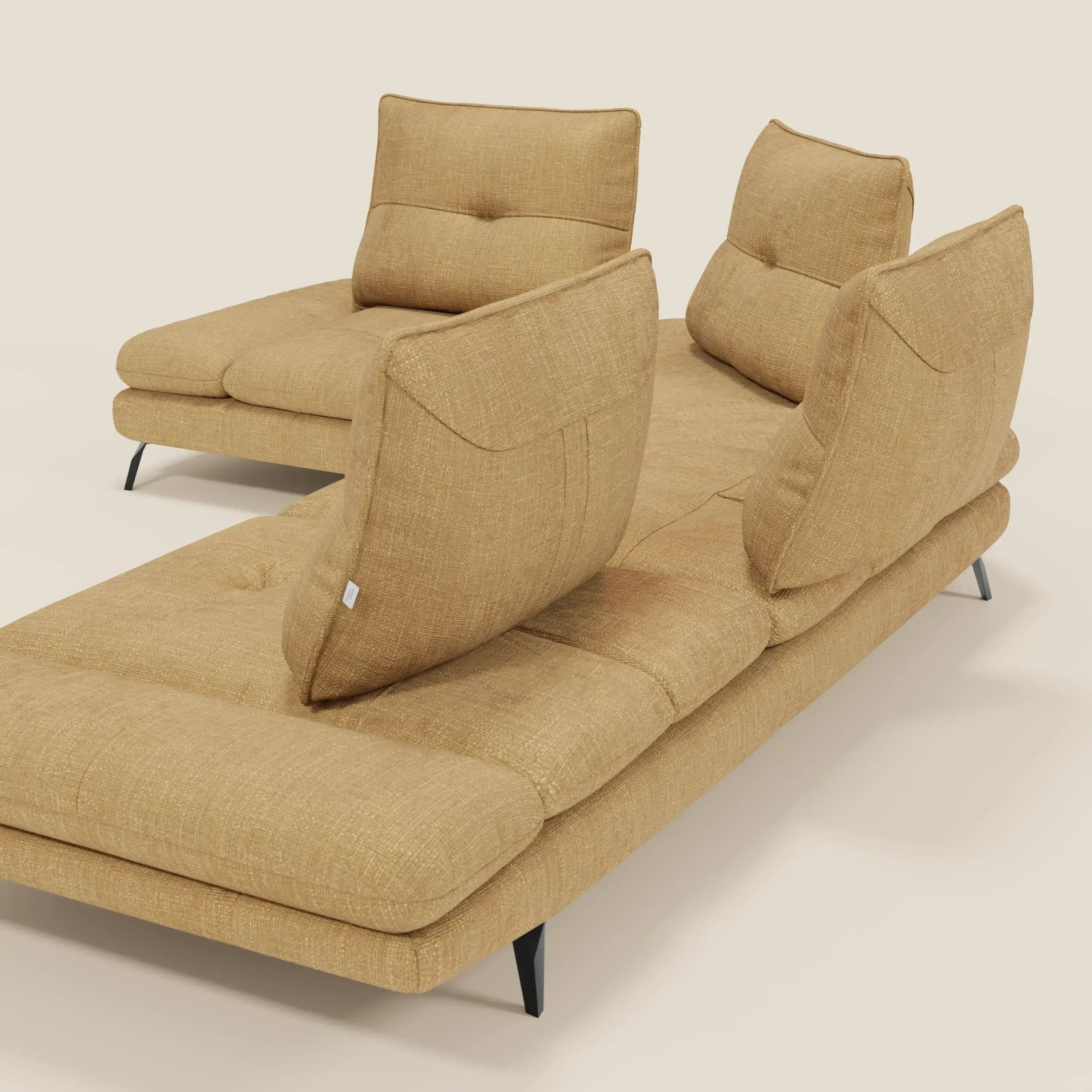 Ardex Ecksofa – verschiebbare Rückenlehnen und verstellbare Armlehnen aus elegantem, wasserfestem Stoff T06 gelb