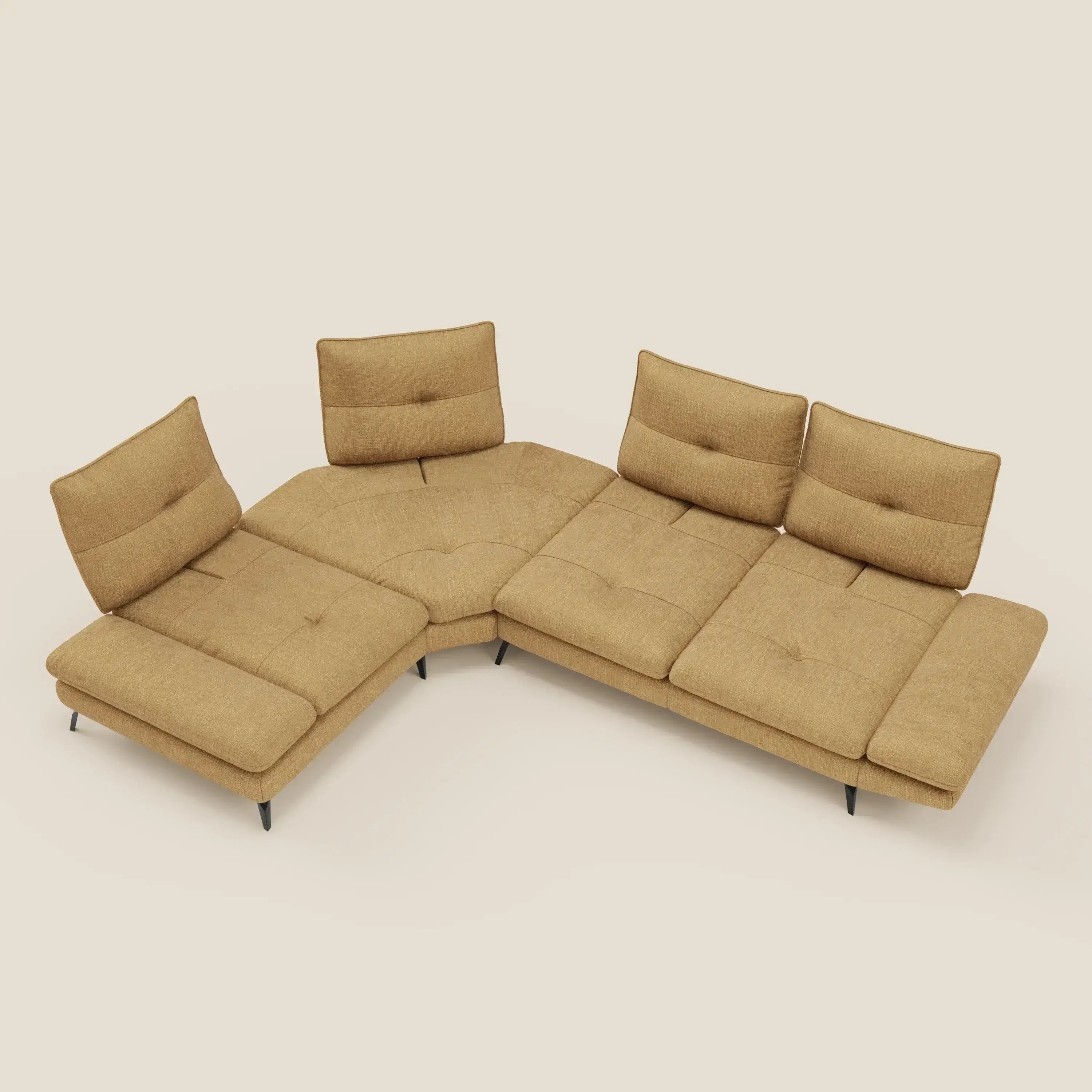 Ardex Ecksofa – verschiebbare Rückenlehnen und verstellbare Armlehnen aus elegantem, wasserfestem Stoff T06 gelb