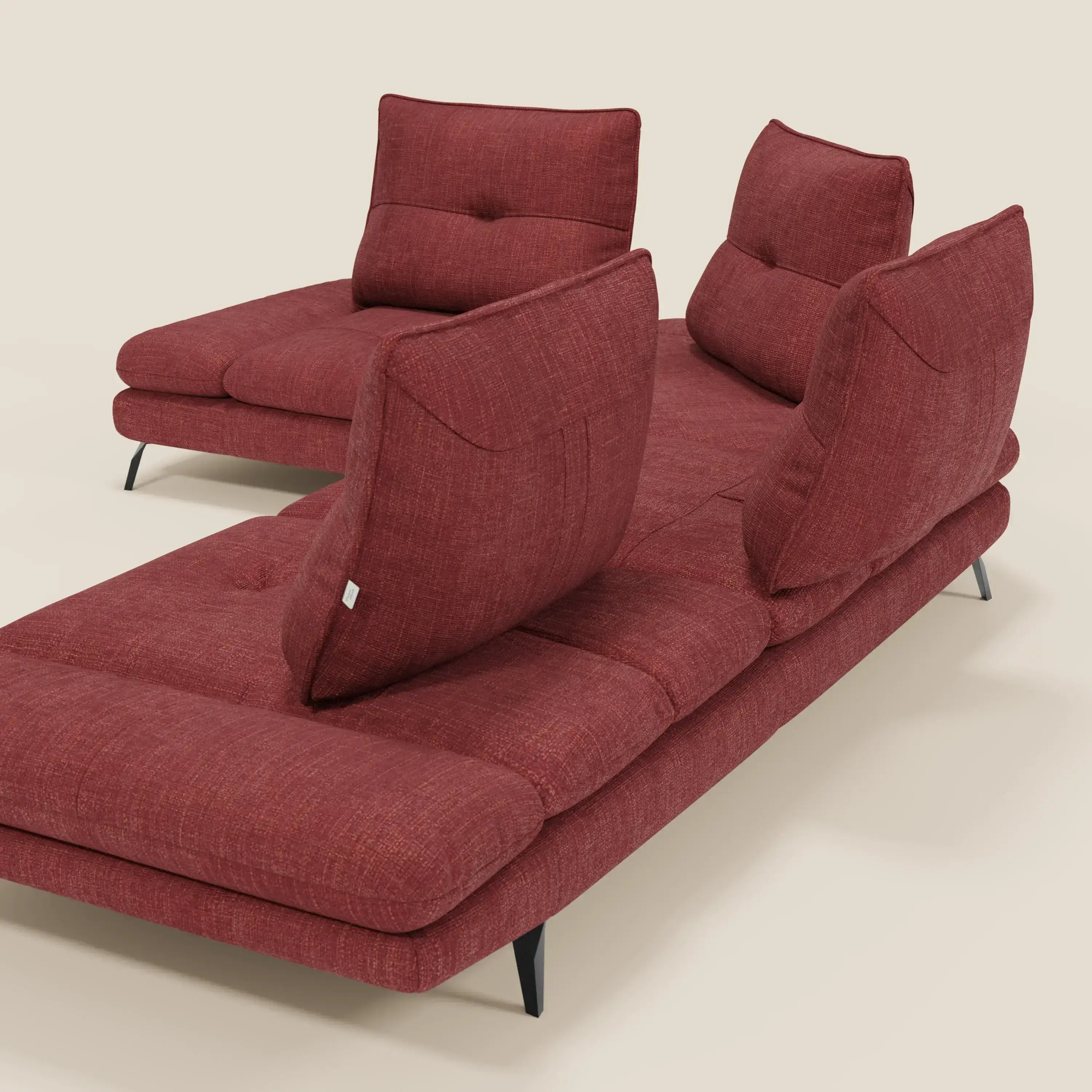 Ardex Ecksofa – verschiebbare Rückenlehnen und verstellbare Armlehnen aus elegantem, wasserfestem Stoff T06 rot