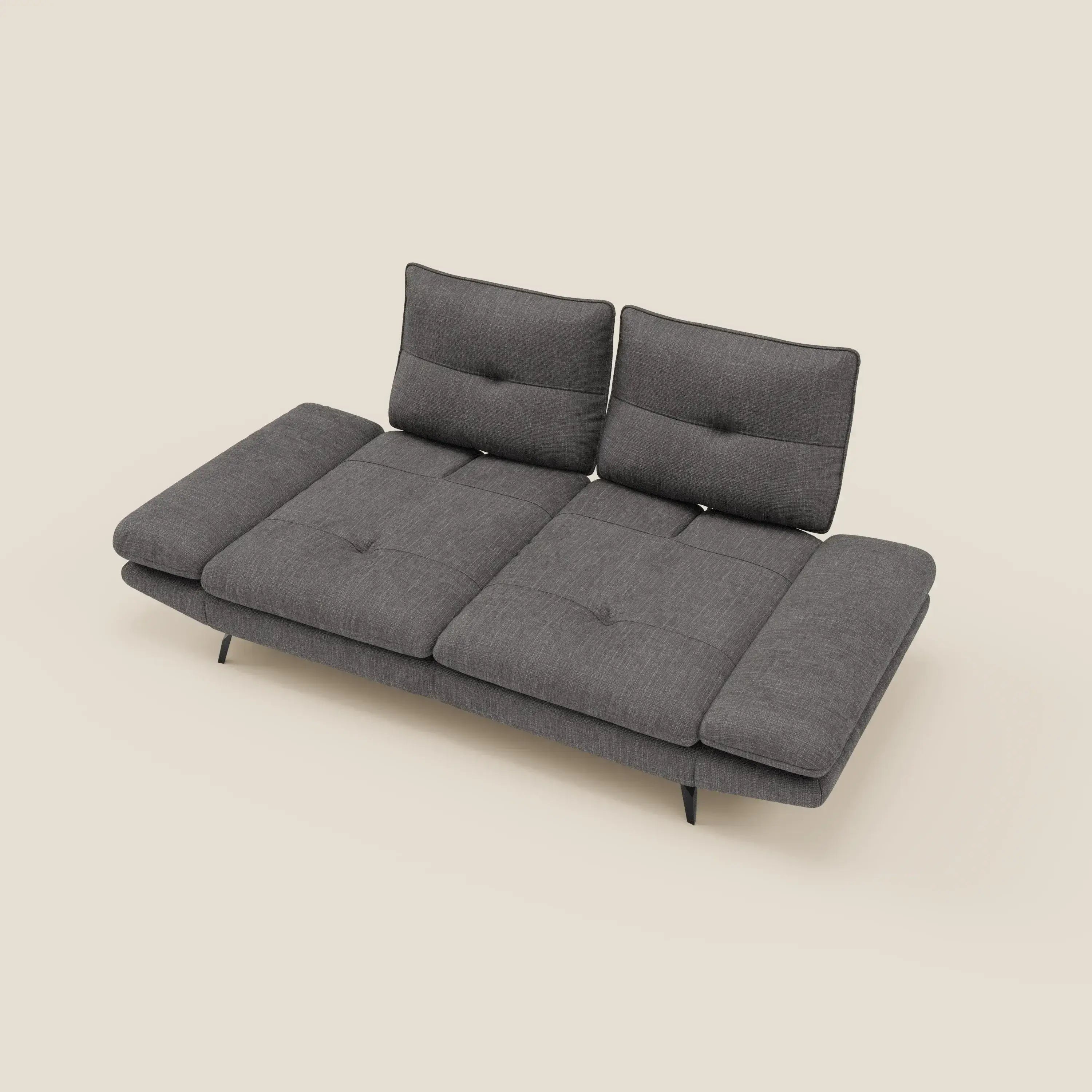 Ardex 3-Sitzer-Sofa mit verschiebbaren Rückenlehnen und verstellbaren Armlehnen aus weichem, wasserfestem Stoff T06 anthrazit