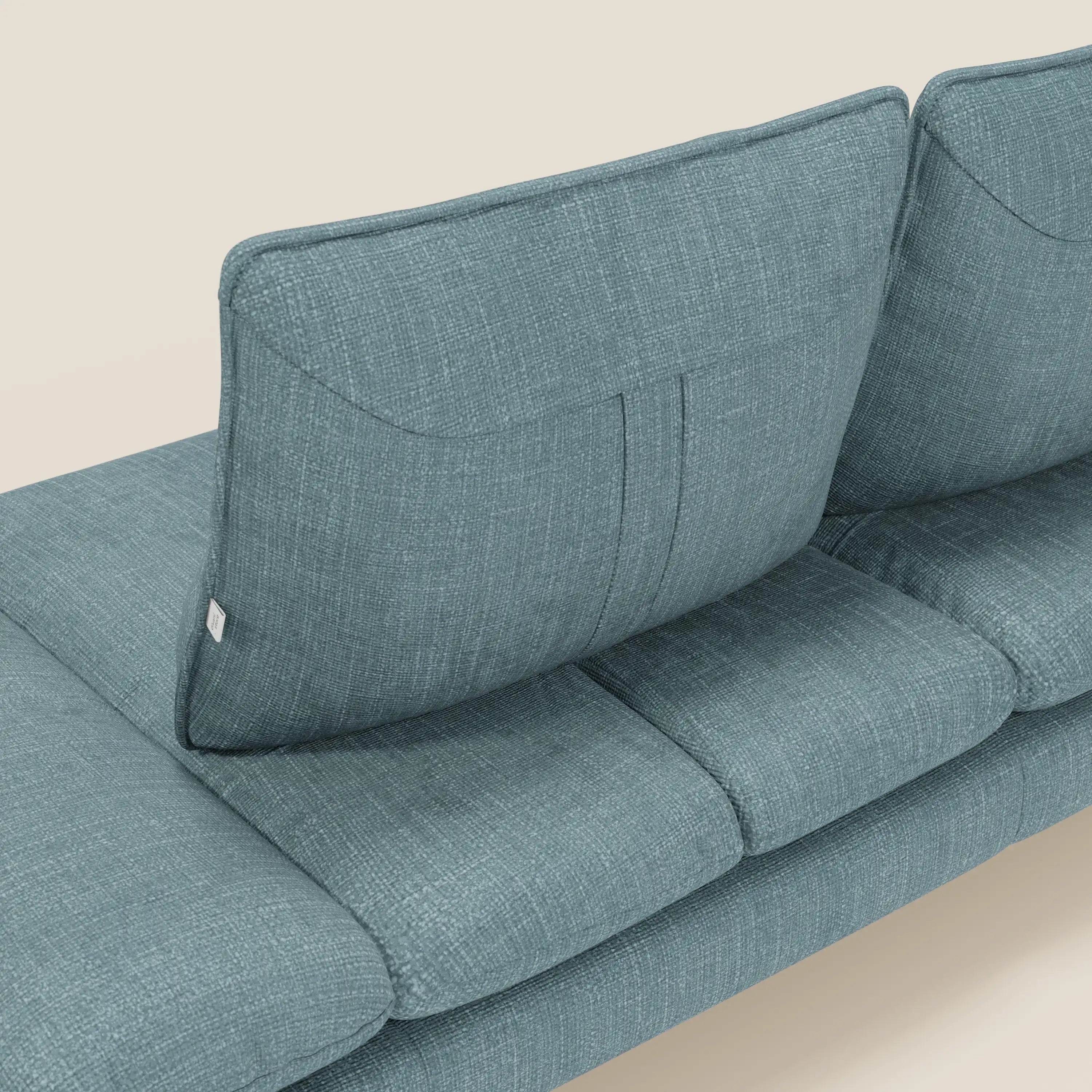 Ardex 3-Sitzer-Sofa mit verschiebbaren Rückenlehnen und verstellbaren Armlehnen aus weichem, wasserfestem Stoff T06 hellblau