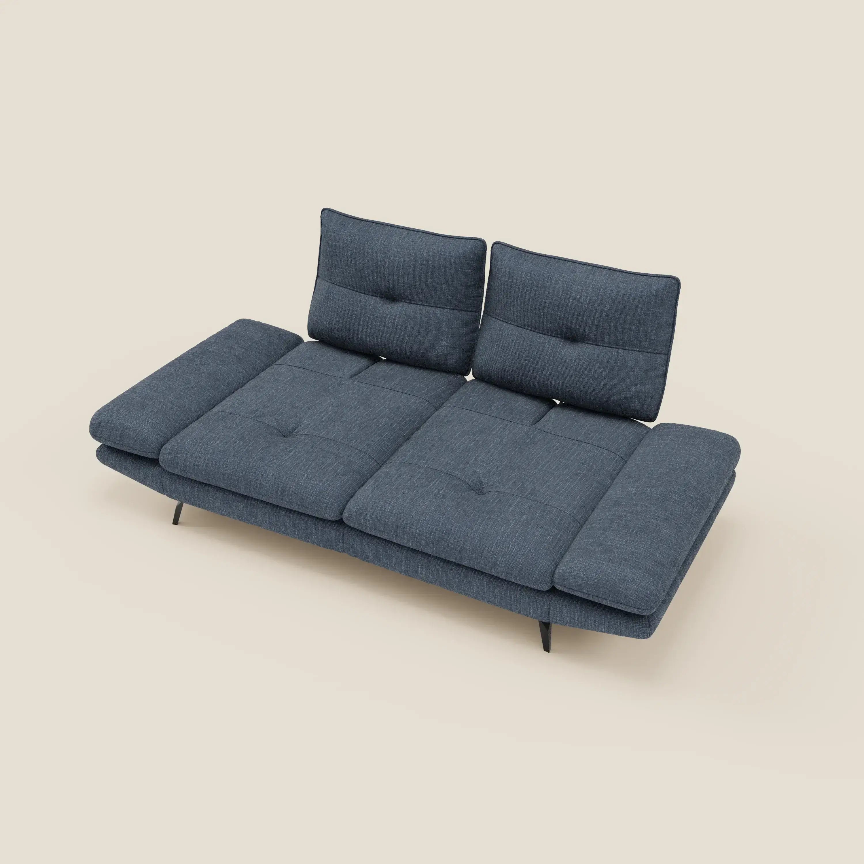 Ardex 3-Sitzer-Sofa mit verschiebbaren Rückenlehnen und verstellbaren Armlehnen aus weichem, wasserfestem Stoff T06 blau
