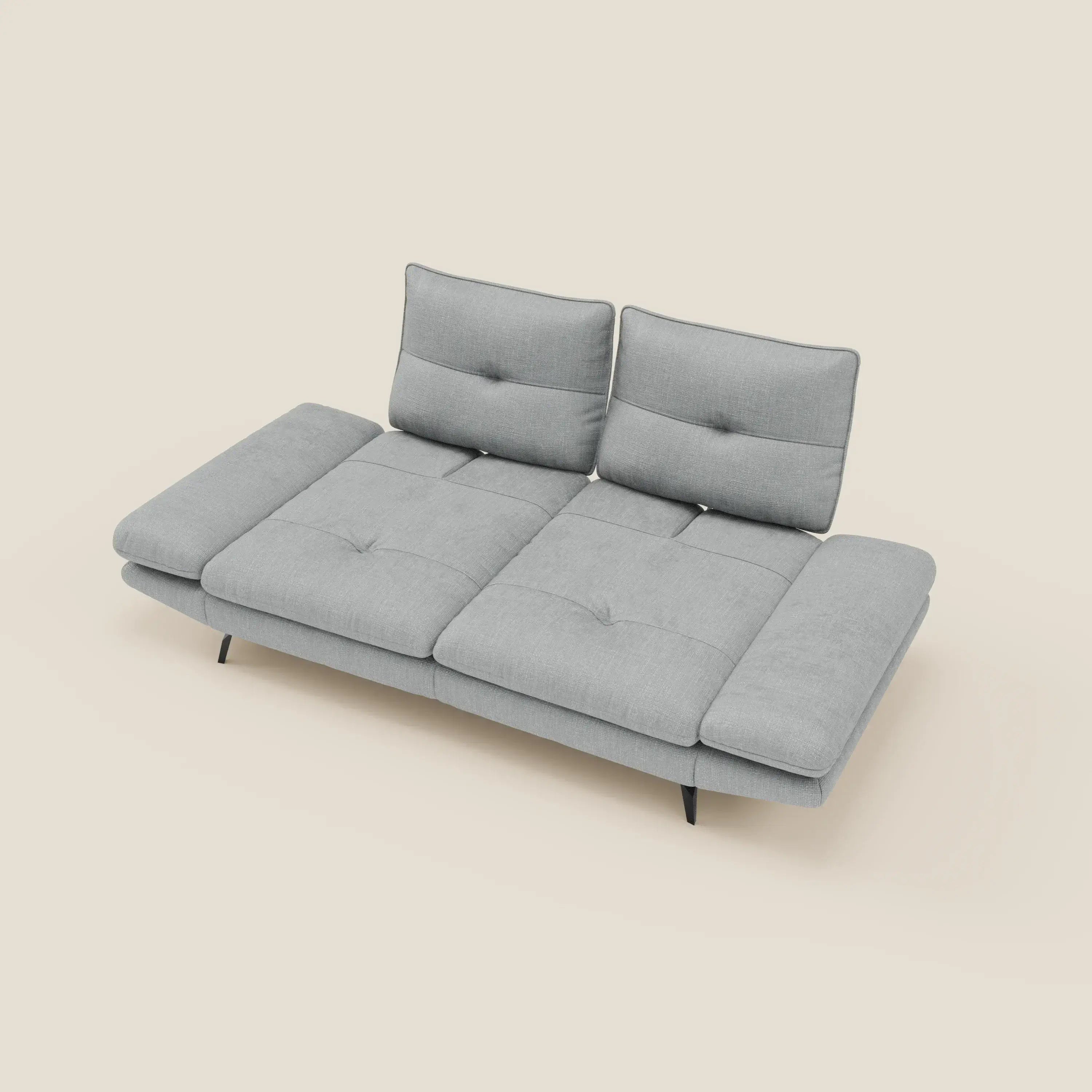 Ardex 3-Sitzer-Sofa mit verschiebbaren Rückenlehnen und verstellbaren Armlehnen aus weichem, wasserfestem Stoff T06 eisblau