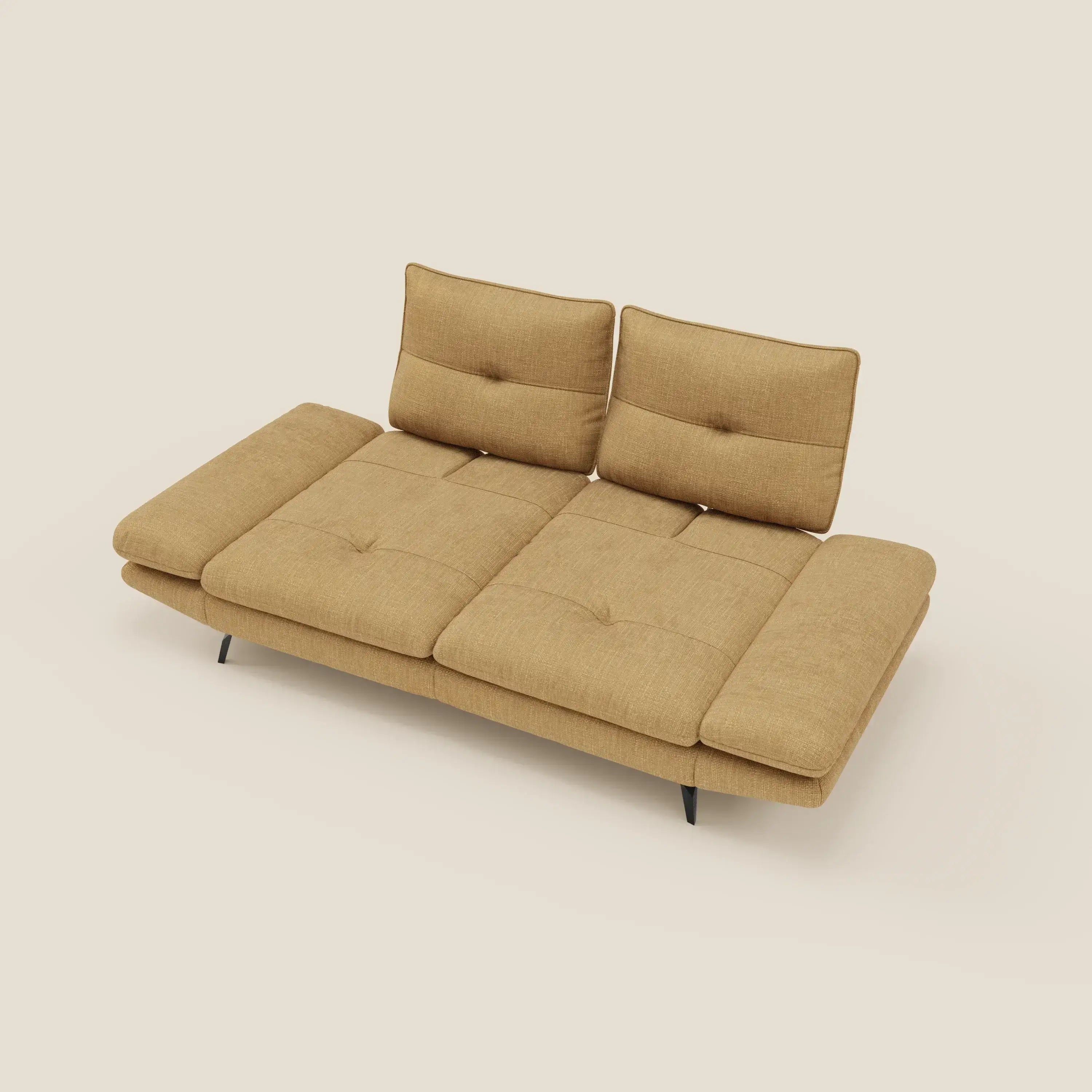 Ardex 3-Sitzer-Sofa mit verschiebbaren Rückenlehnen und verstellbaren Armlehnen aus weichem, wasserfestem Stoff T06 gelb