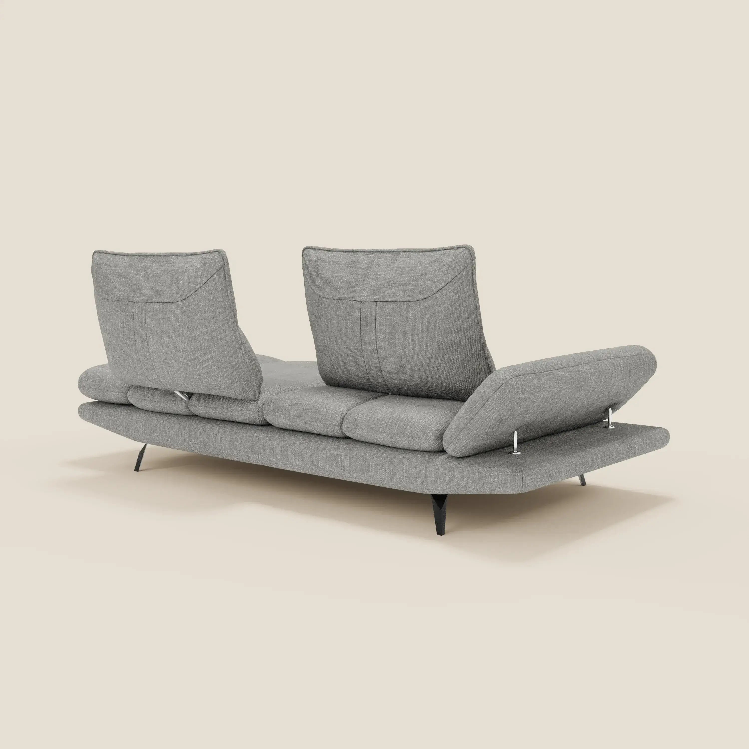 Ardex 3-Sitzer-Sofa mit verschiebbaren Rückenlehnen und verstellbaren Armlehnen aus weichem, wasserfestem Stoff T06 grau