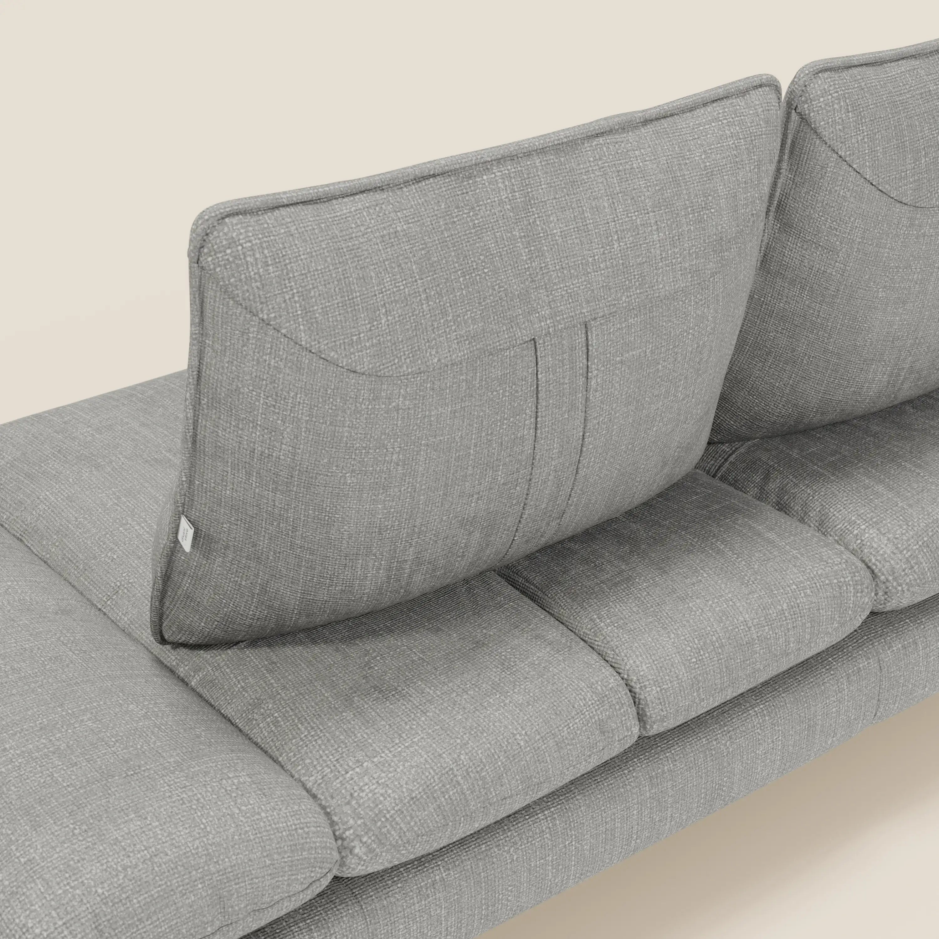 Ardex 3-Sitzer-Sofa mit verschiebbaren Rückenlehnen und verstellbaren Armlehnen aus weichem, wasserfestem Stoff T06 grau