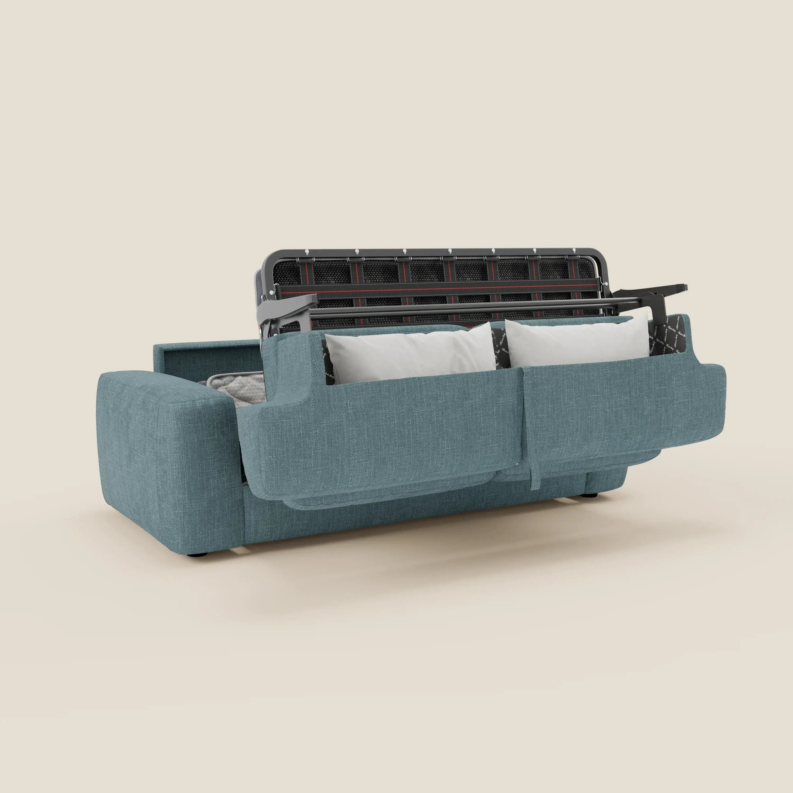 Cloud Schlafsofa mit 17 cm dicker Matratze und weichen Kissen aus wasserfestem Stoff T06 hellblau