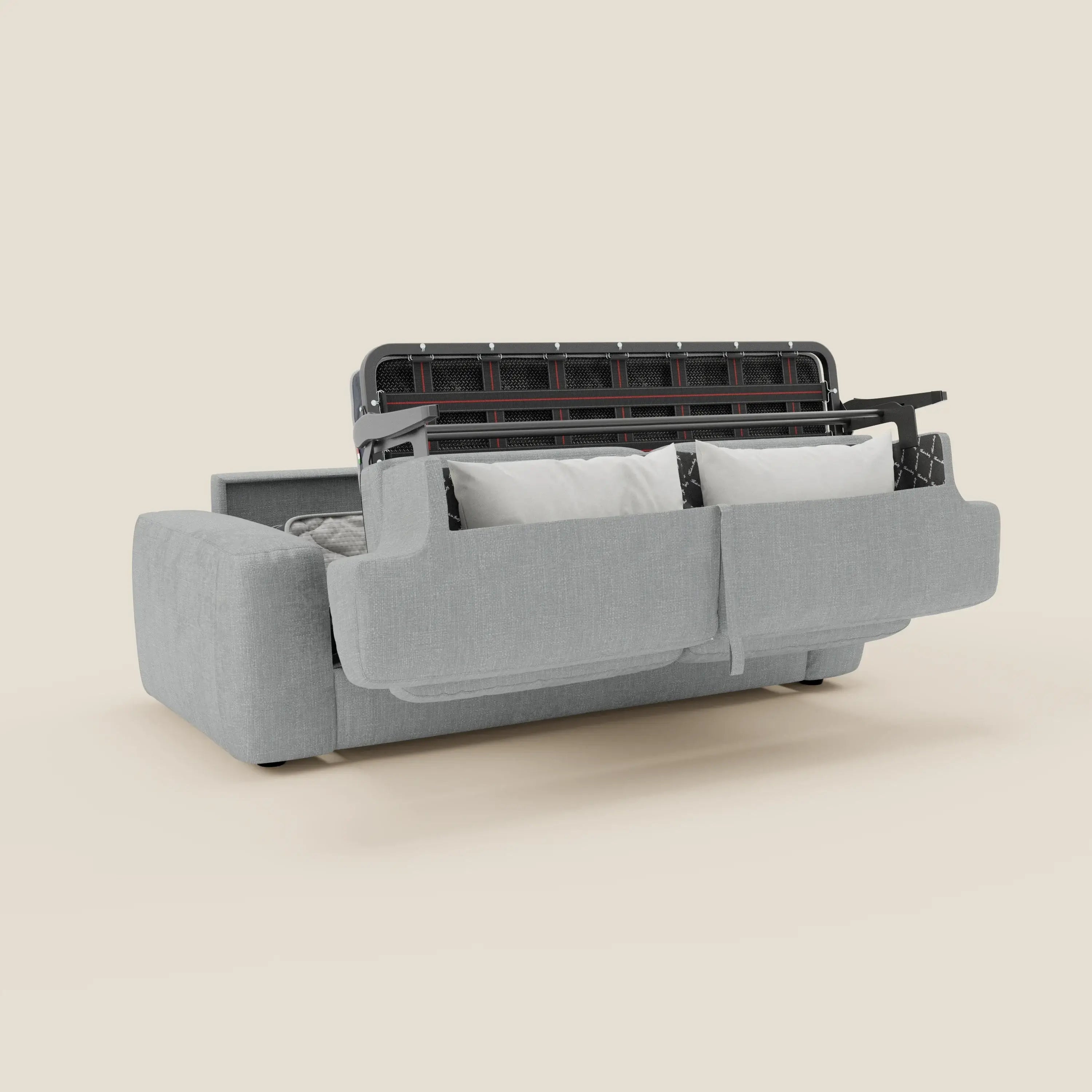 Cloud Schlafsofa mit 17 cm dicker Matratze und weichen Kissen aus wasserfestem Stoff T06 eisblau