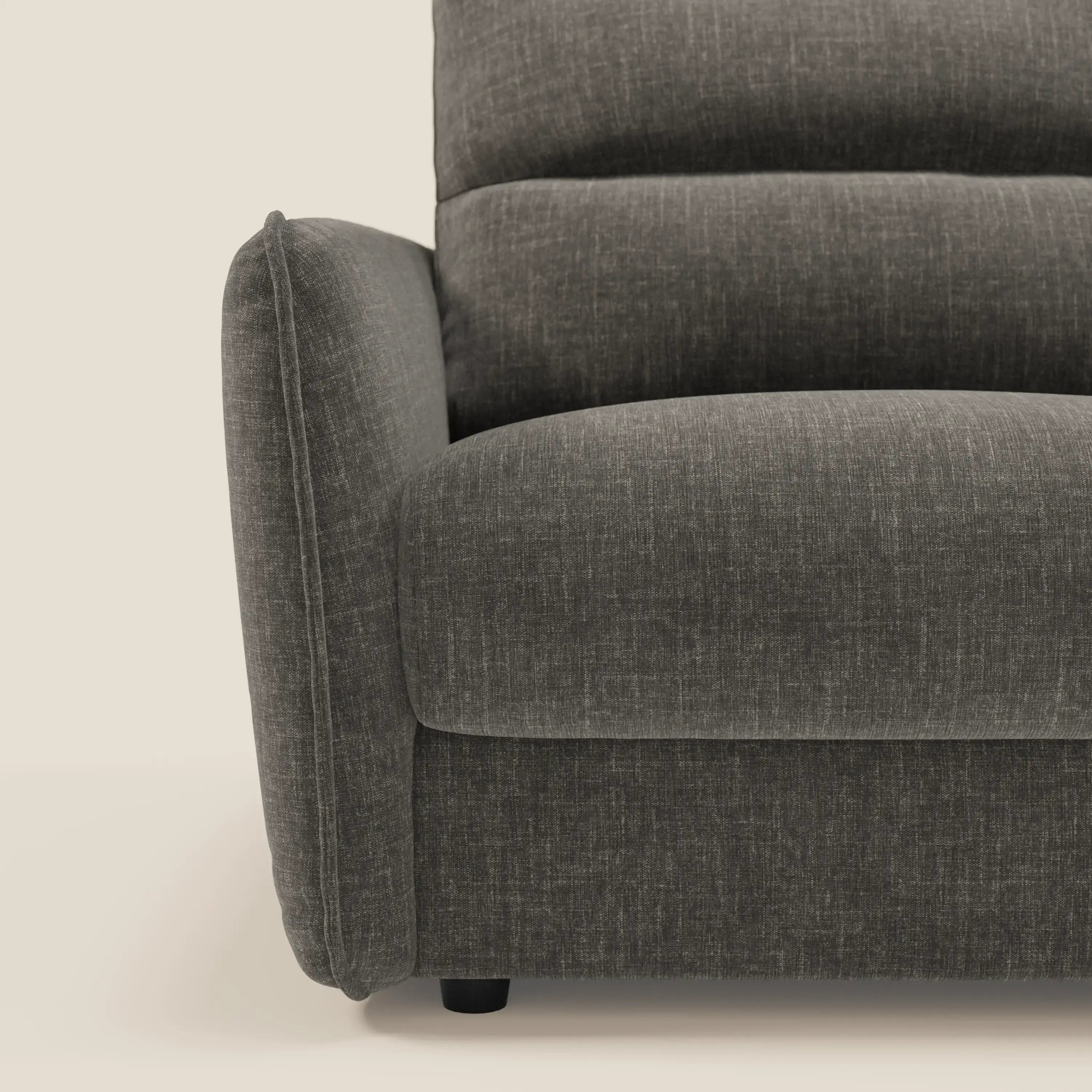 Elios Schlafsofa mit weichen Rückenkissen aus abwaschbarem Stoff T24 anthrazit