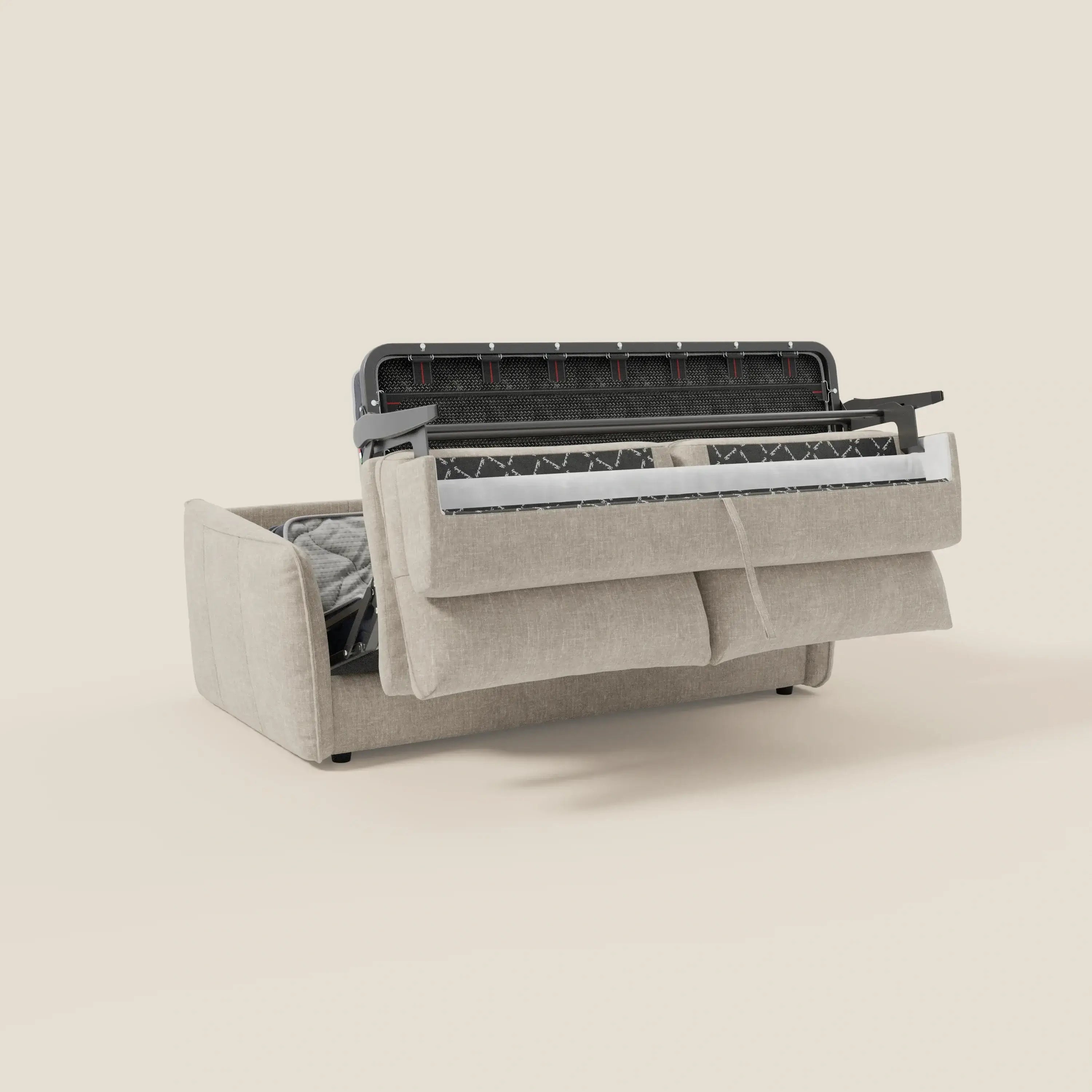 Elios Schlafsofa mit weichen Rückenkissen aus abwaschbarem Stoff T24 weiß