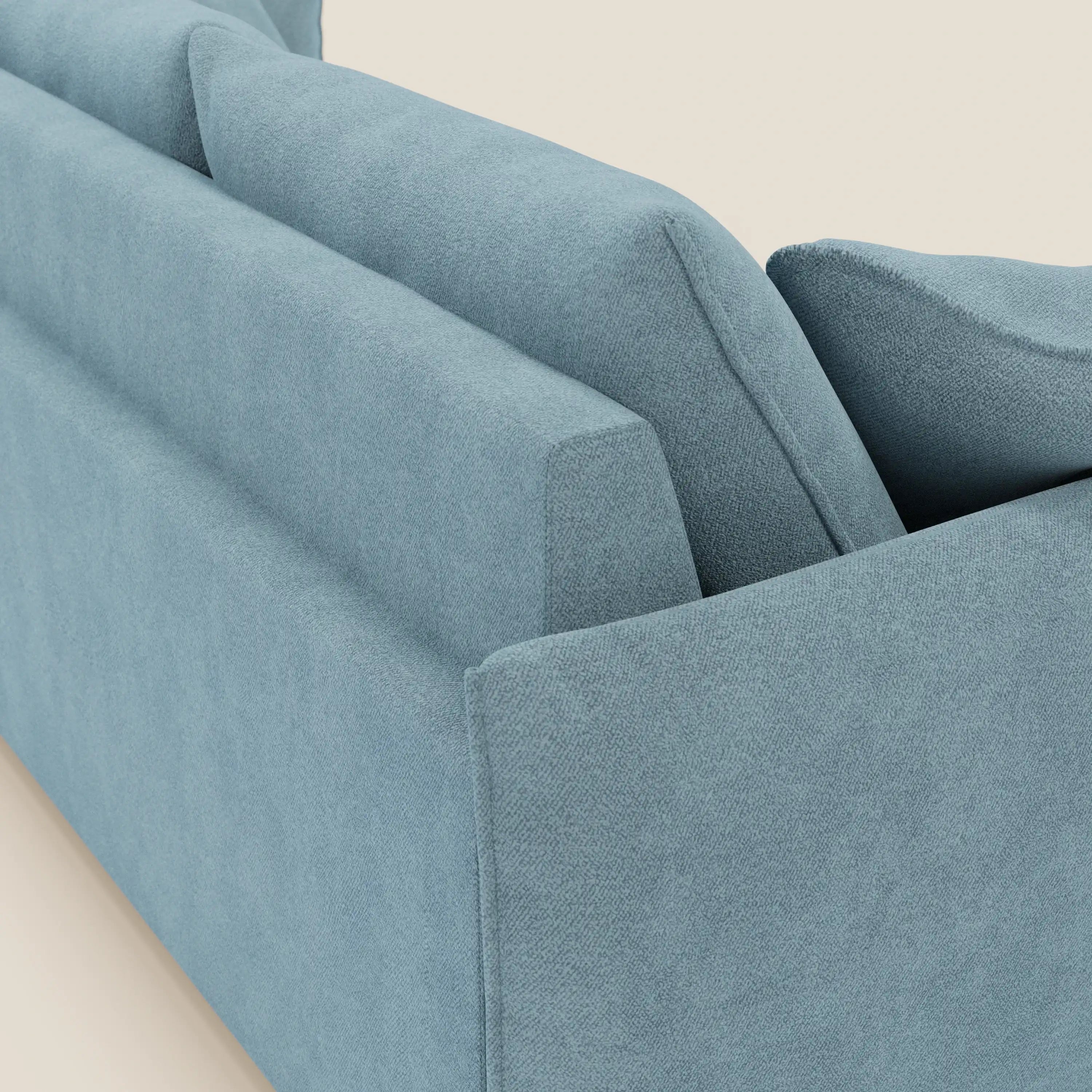 Flexar Sofa mit 3 ausziehbaren Sitzen und Rückenlehne aus Gänsedaunen aus weichem, wasserfestem Bouclé T07 baby blau