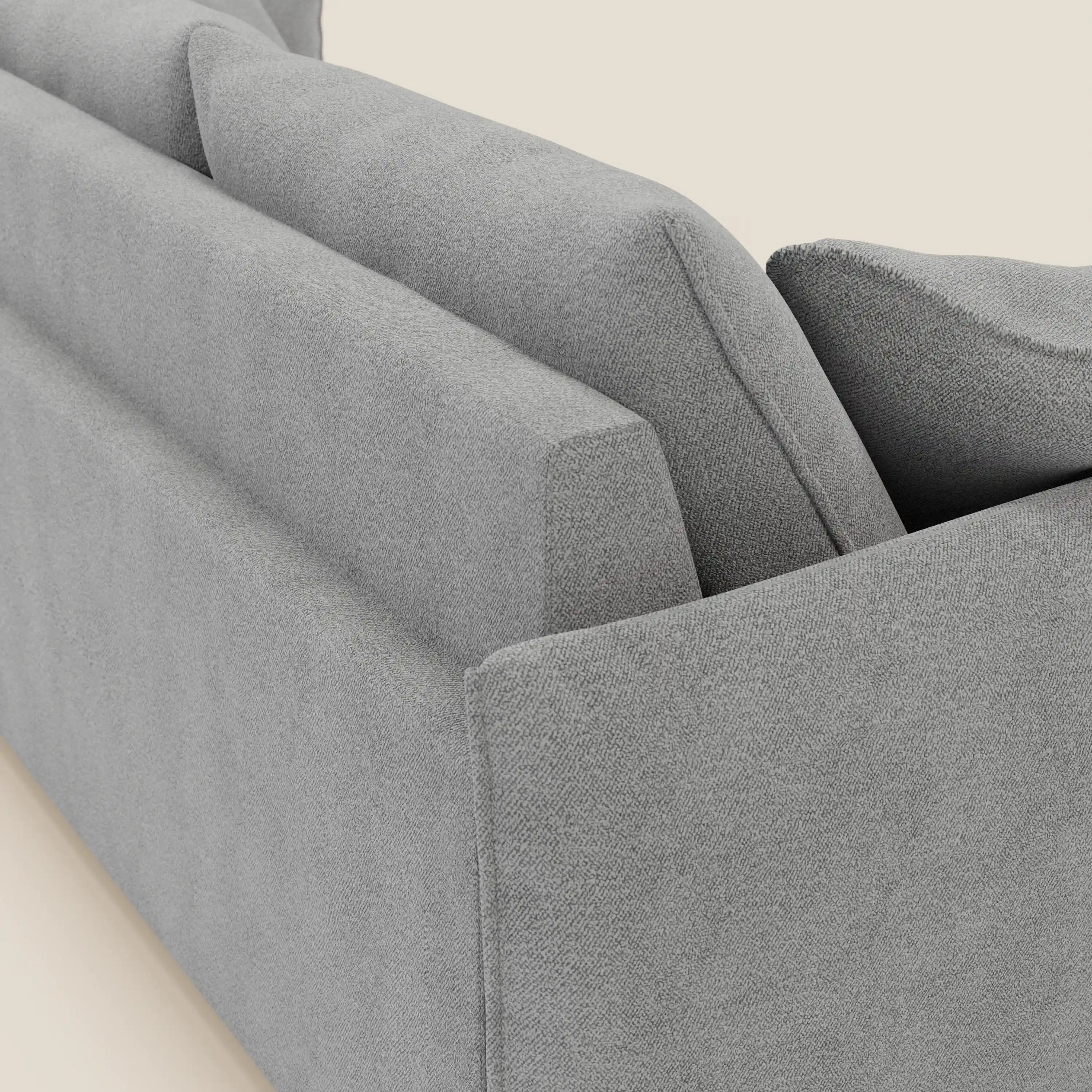 Flexar Sofa mit 3 ausziehbaren Sitzen und Rückenlehne aus Gänsedaunen aus weichem, wasserfestem Bouclé T07 grau