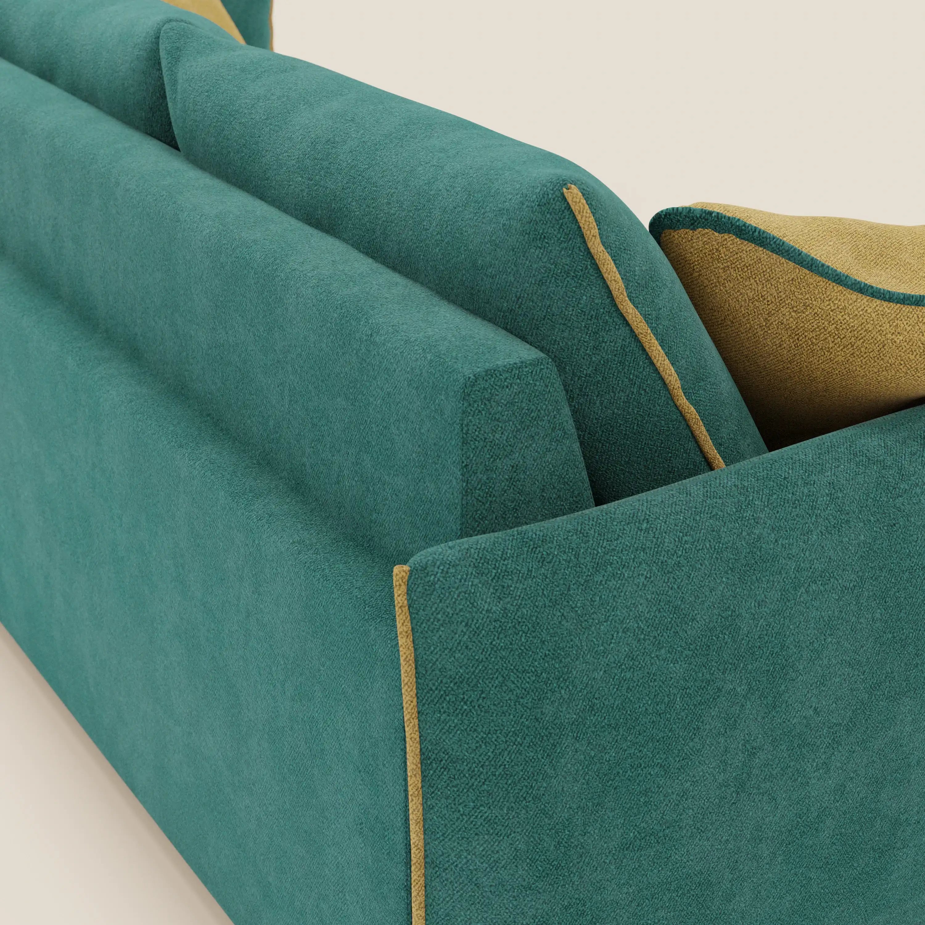 Flexar Sofa mit 3 ausziehbaren Sitzen und Rückenlehne aus Gänsedaunen aus weichem, wasserfestem Bouclé T07 grün - gelb