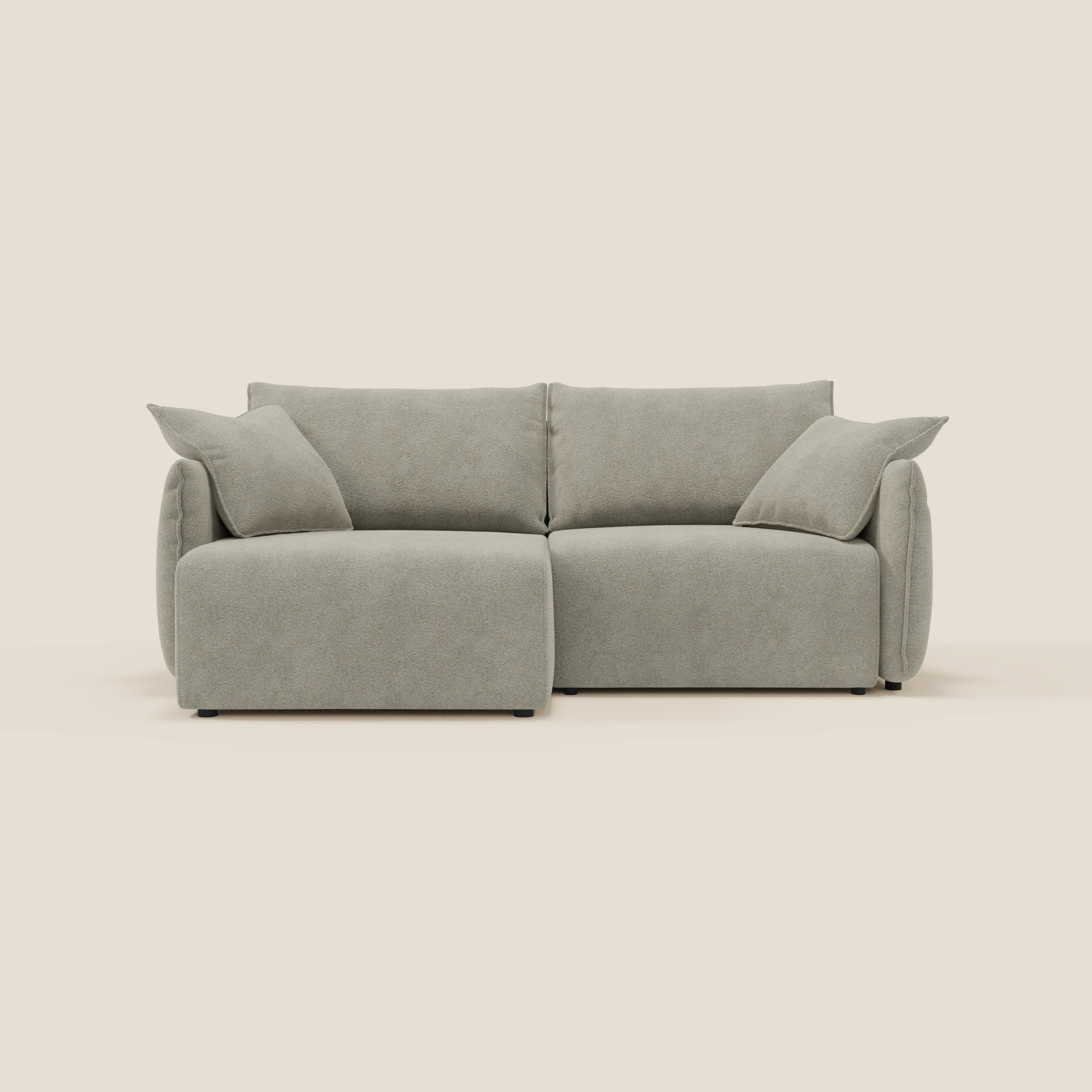 Flexar Sofa mit ausziehbaren Sitzen und Rückenlehne aus Gänsedaunen aus weichem, wasserfestem Bouclé T07 beige