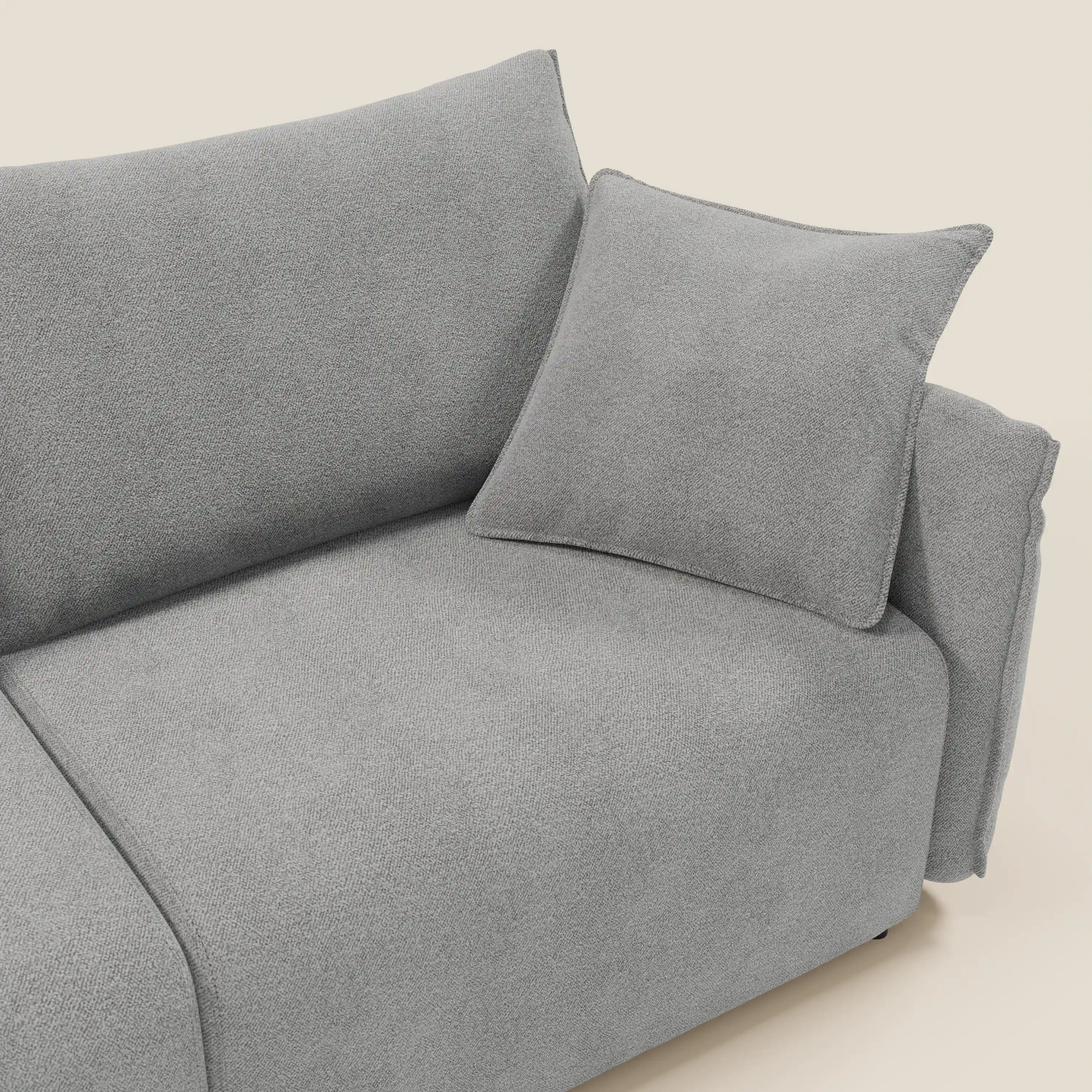Flexar Sofa mit ausziehbaren Sitzen und Rückenlehne aus Gänsedaunen aus weichem, wasserfestem Bouclé T07 grau