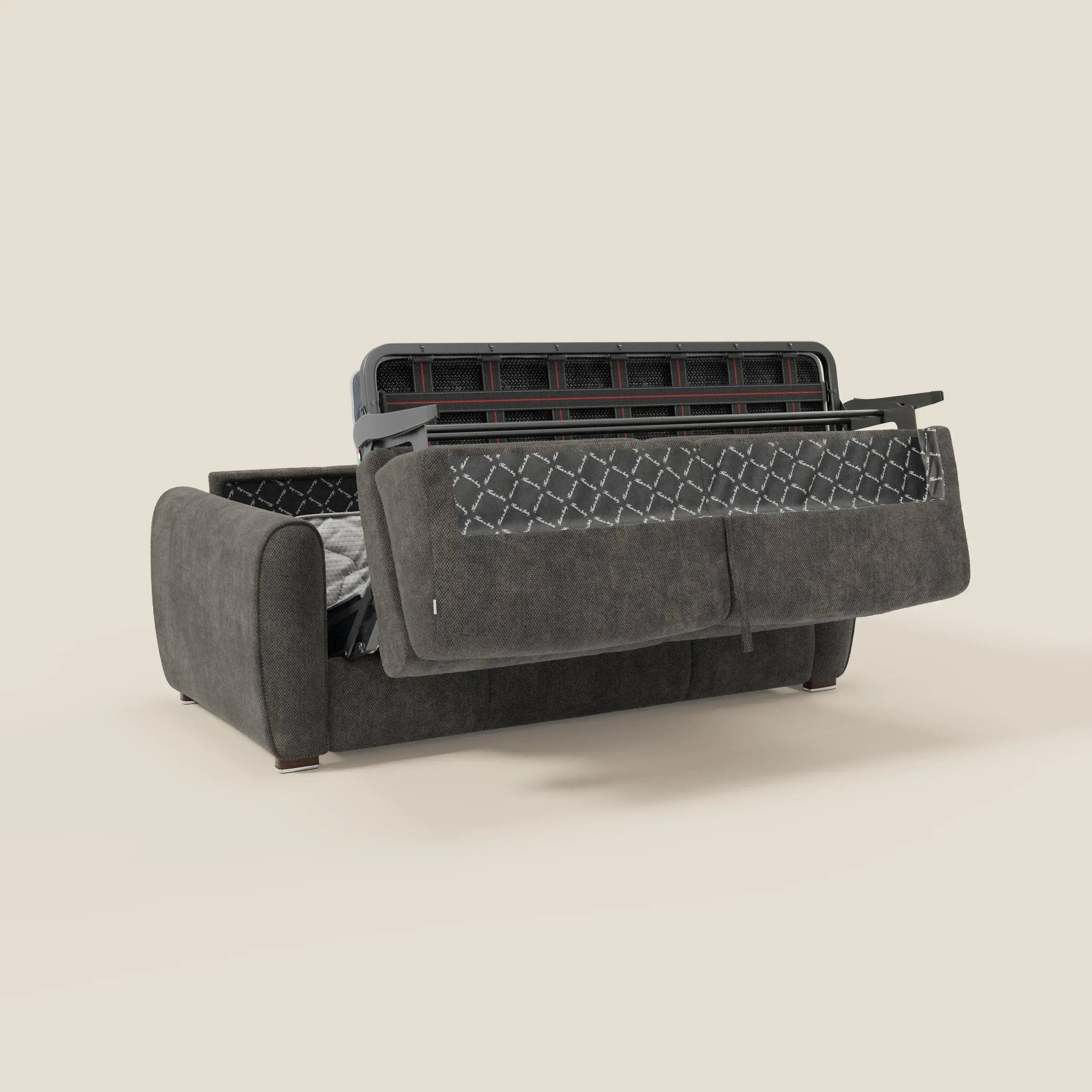 Kaleo Modernes Schlafsofa mit Matratze H17 cm – aus edlem, wasserabweisendem Stoff T26 anthrazit