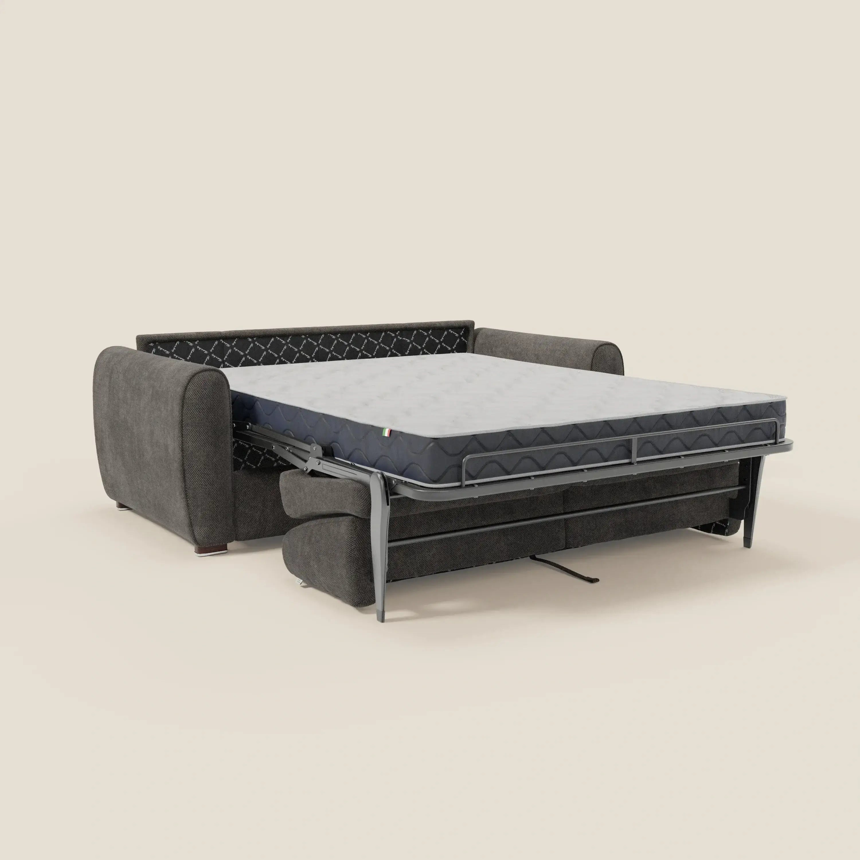 Kaleo Modernes Schlafsofa mit Matratze H17 cm – aus edlem, wasserabweisendem Stoff T26 anthrazit