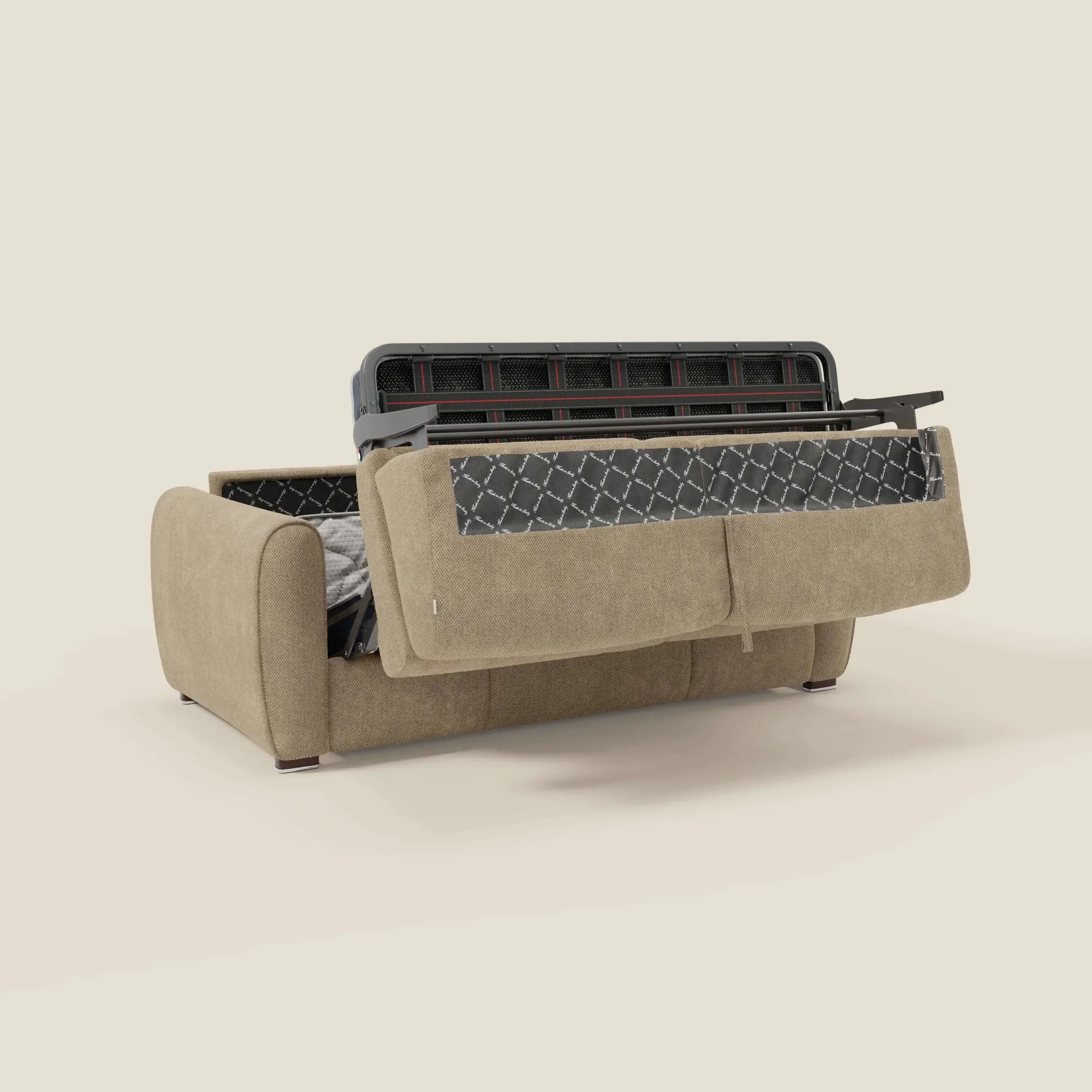 Kaleo Modernes Schlafsofa mit Matratze H17 cm – aus edlem, wasserabweisendem Stoff T26 beige