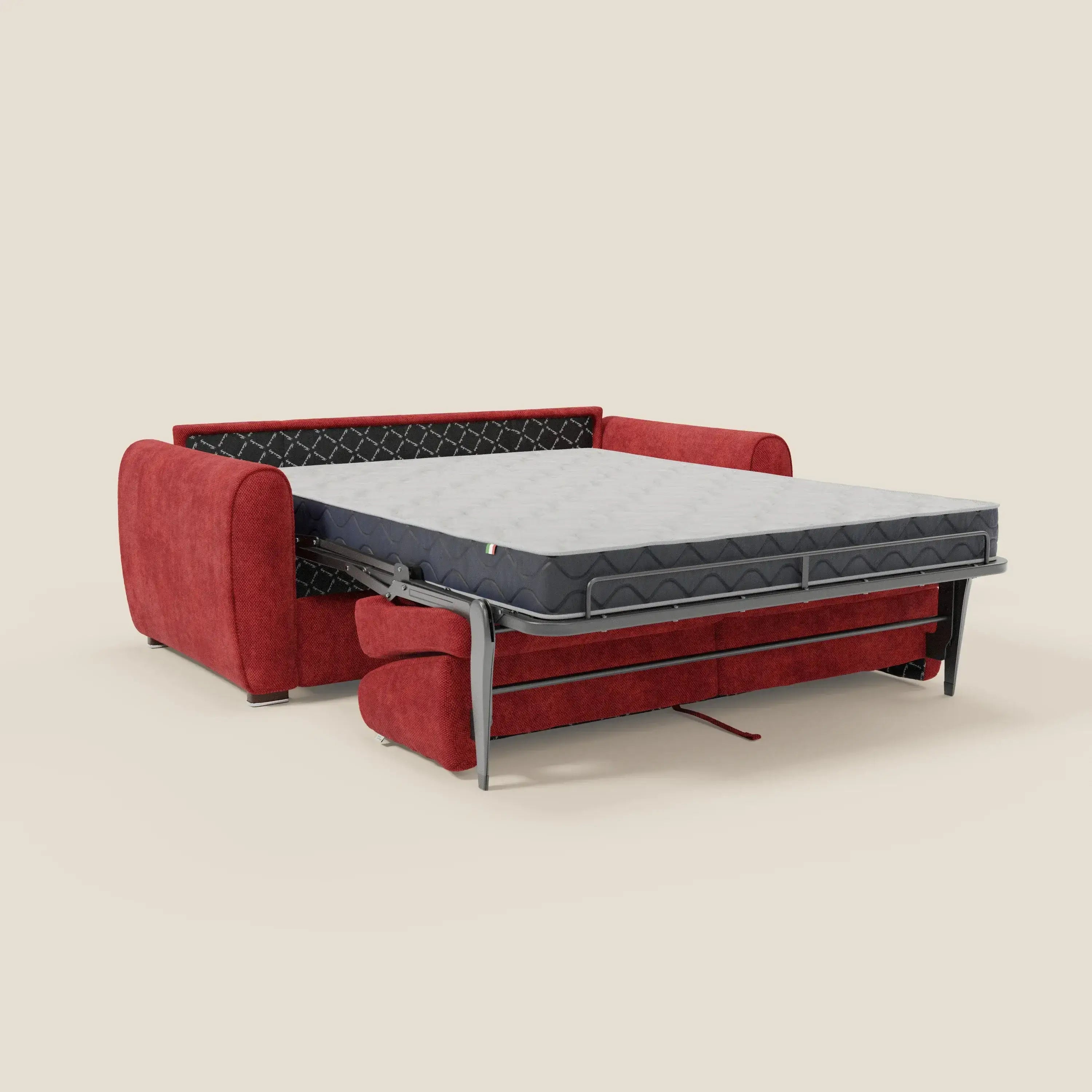Kaleo Modernes Schlafsofa mit Matratze H17 cm – aus edlem, wasserabweisendem Stoff T26 rot