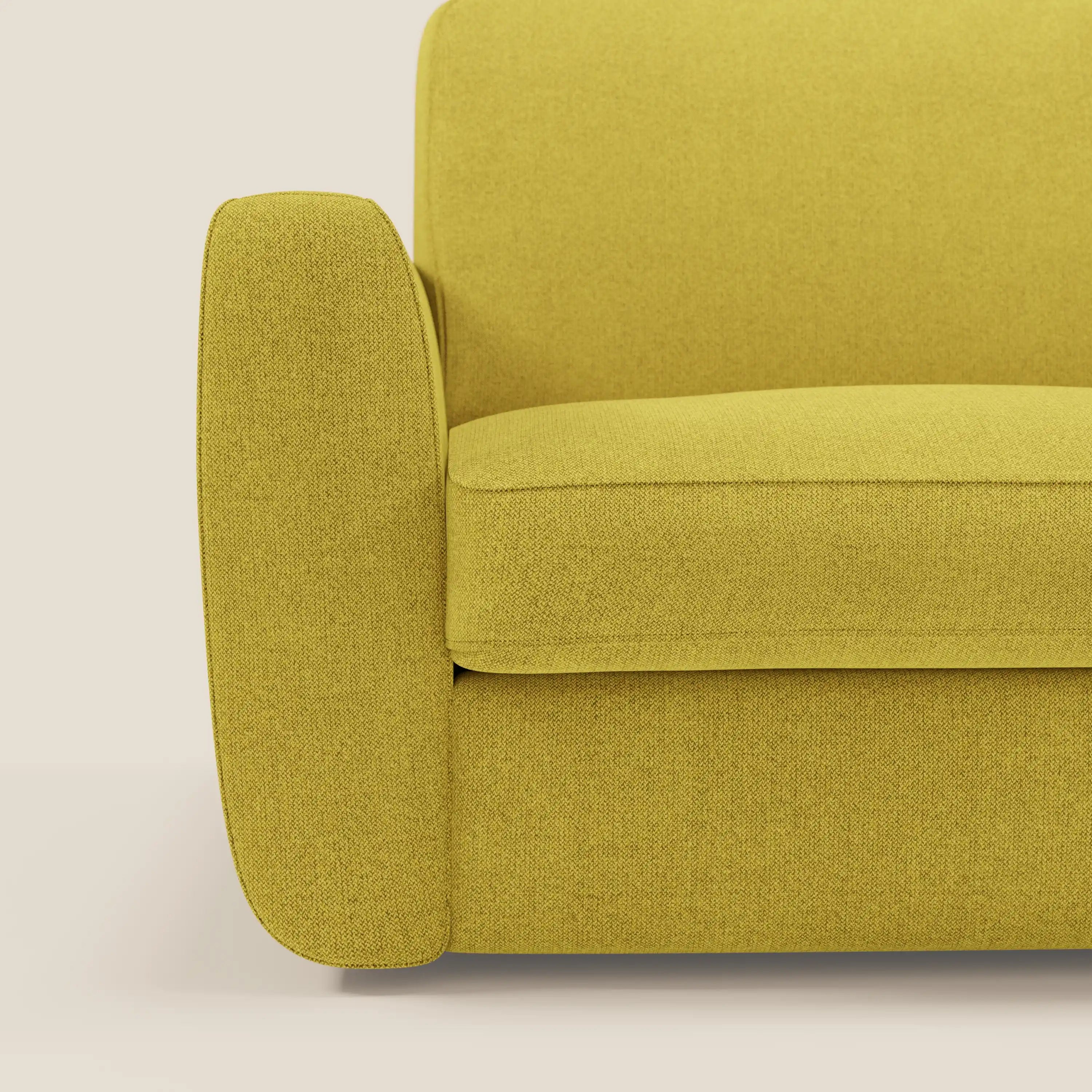 Leonida Abziehbares Schlafsofa mit Matratze H18 cm und Kissenfach aus abwaschbarem Stoff T23 sonnengelb