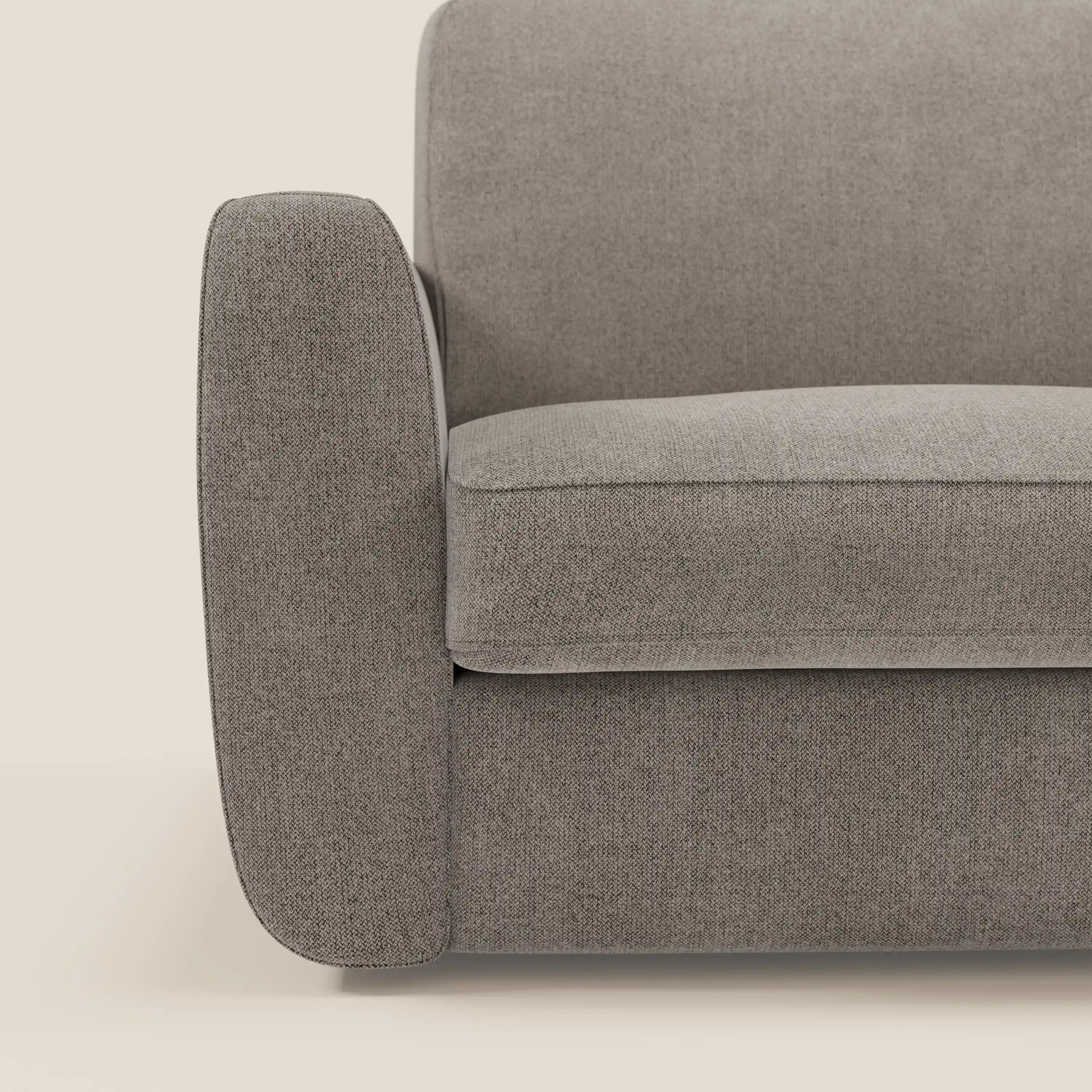 Leonida Abziehbares Schlafsofa mit Matratze H18 cm und Kissenfach aus abwaschbarem Stoff T23 taupe