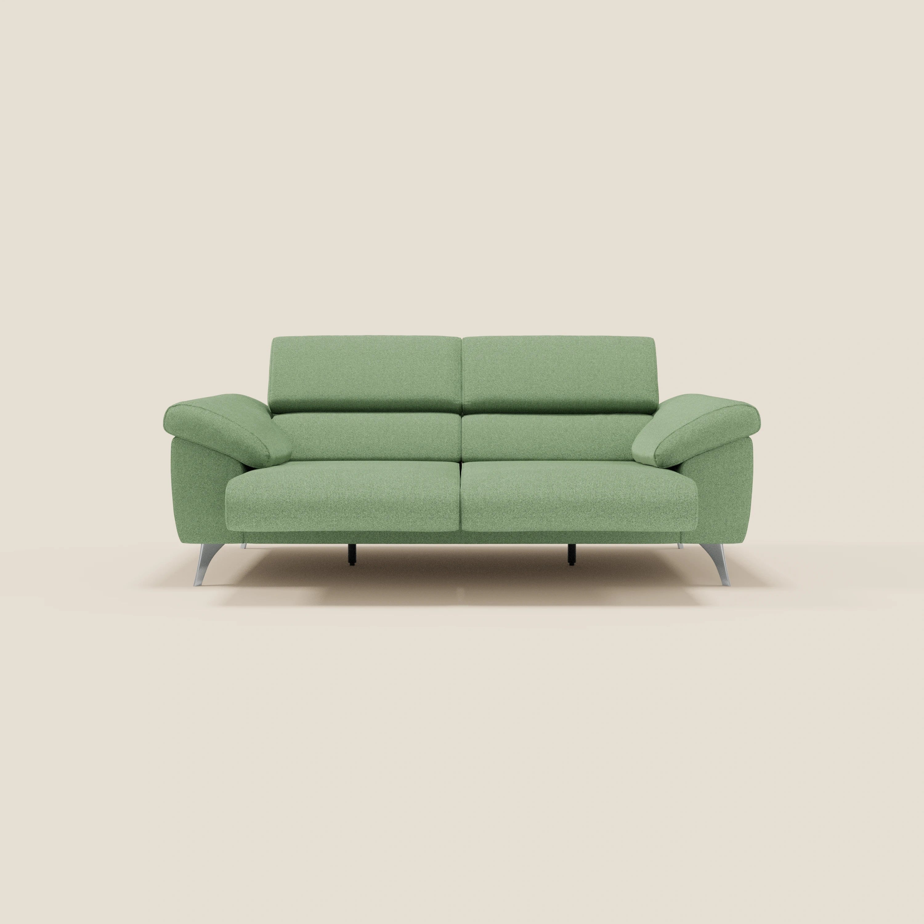 Donatello Sofa mit ausziehbaren Sitzen, Armlehnen mit Staufach und verstellbaren Kopfstützen aus abwaschbarem Stoff T23 Mintgrün