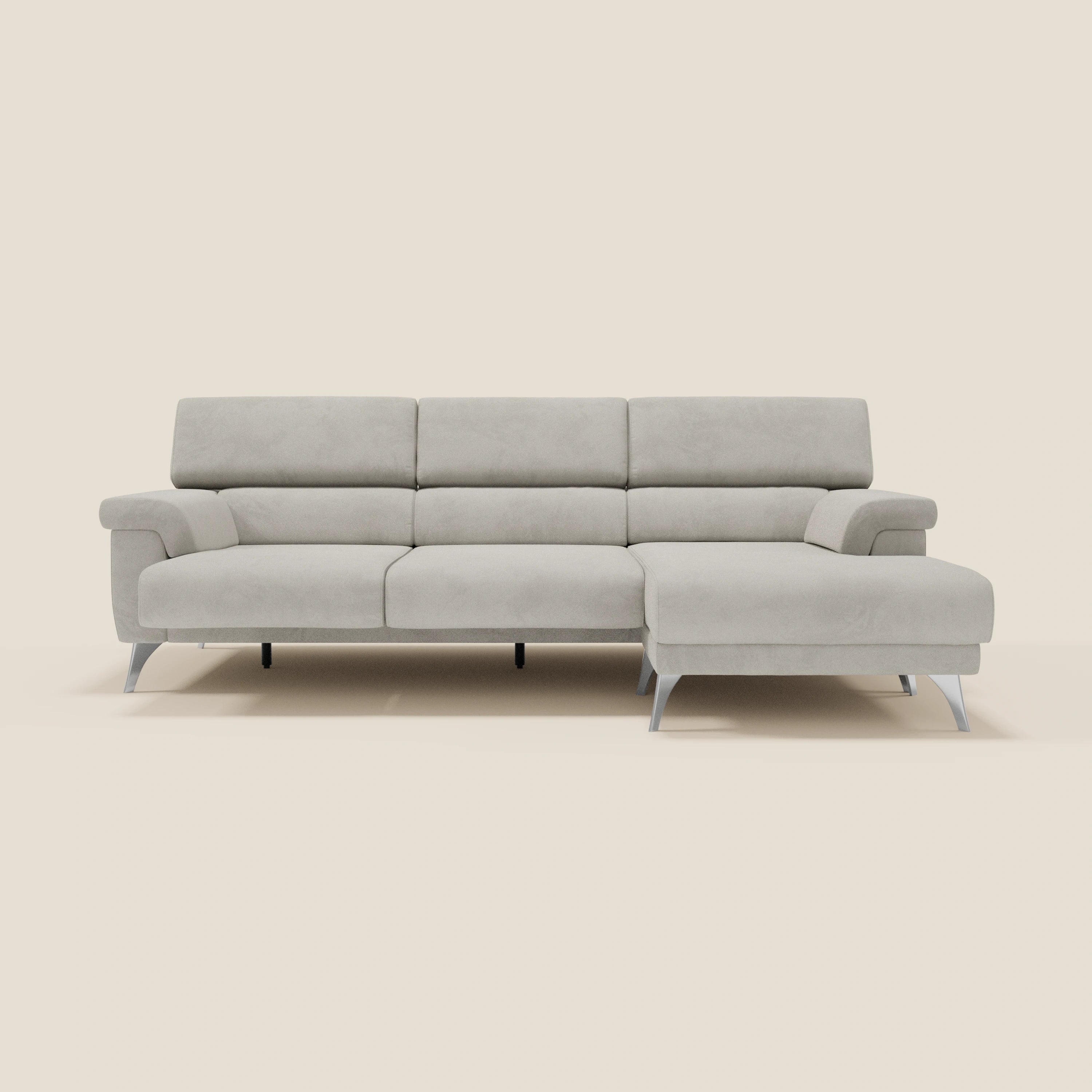 Raffaello Ecksofa mit verschiebbaren Sitzen und verstellbaren Kopfstützen aus abwaschbarer Mikrofaser T11