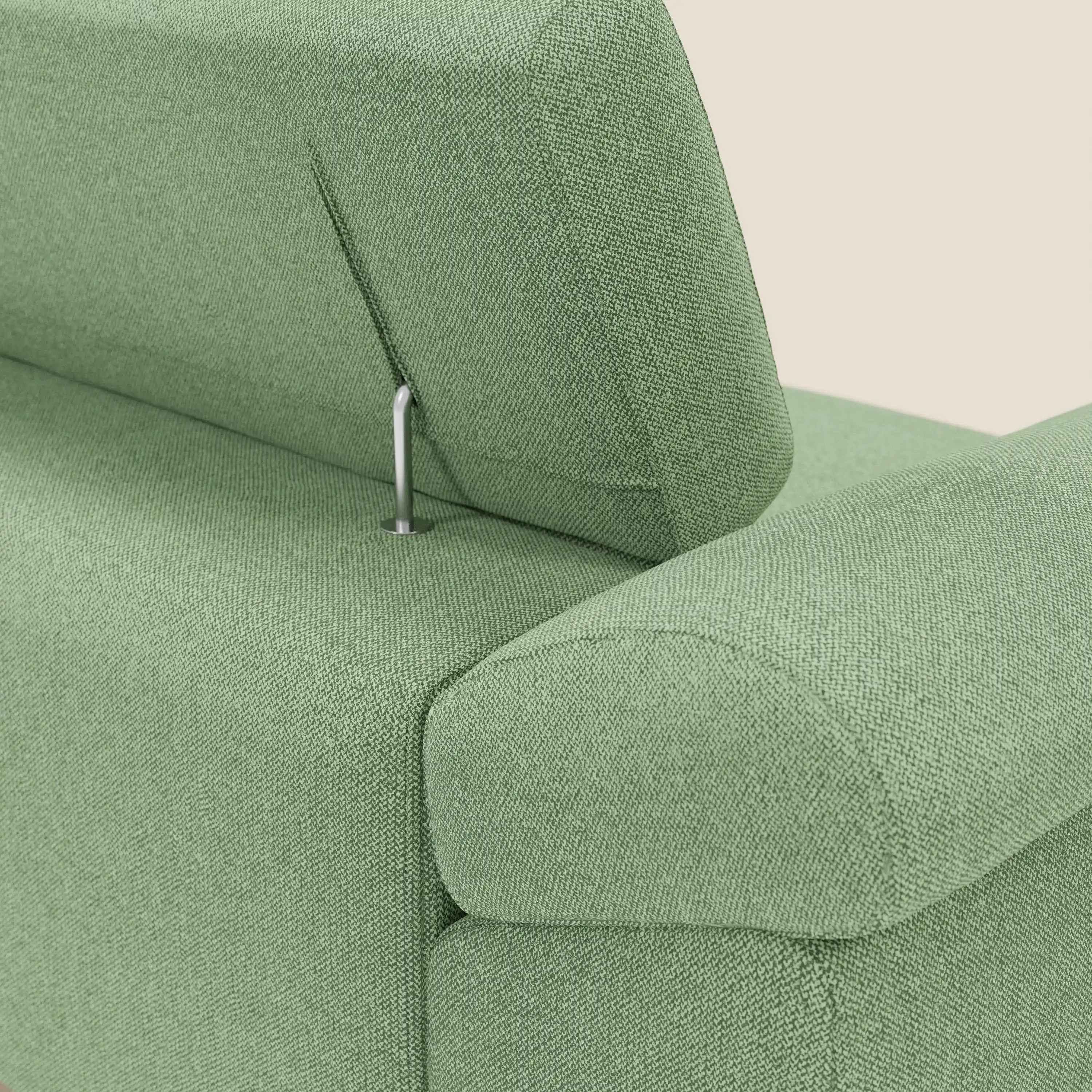 Donatello Sofa mit ausziehbaren Sitzen, Armlehnen mit Staufach und verstellbaren Kopfstützen aus abwaschbarem Stoff T23 Mintgrün