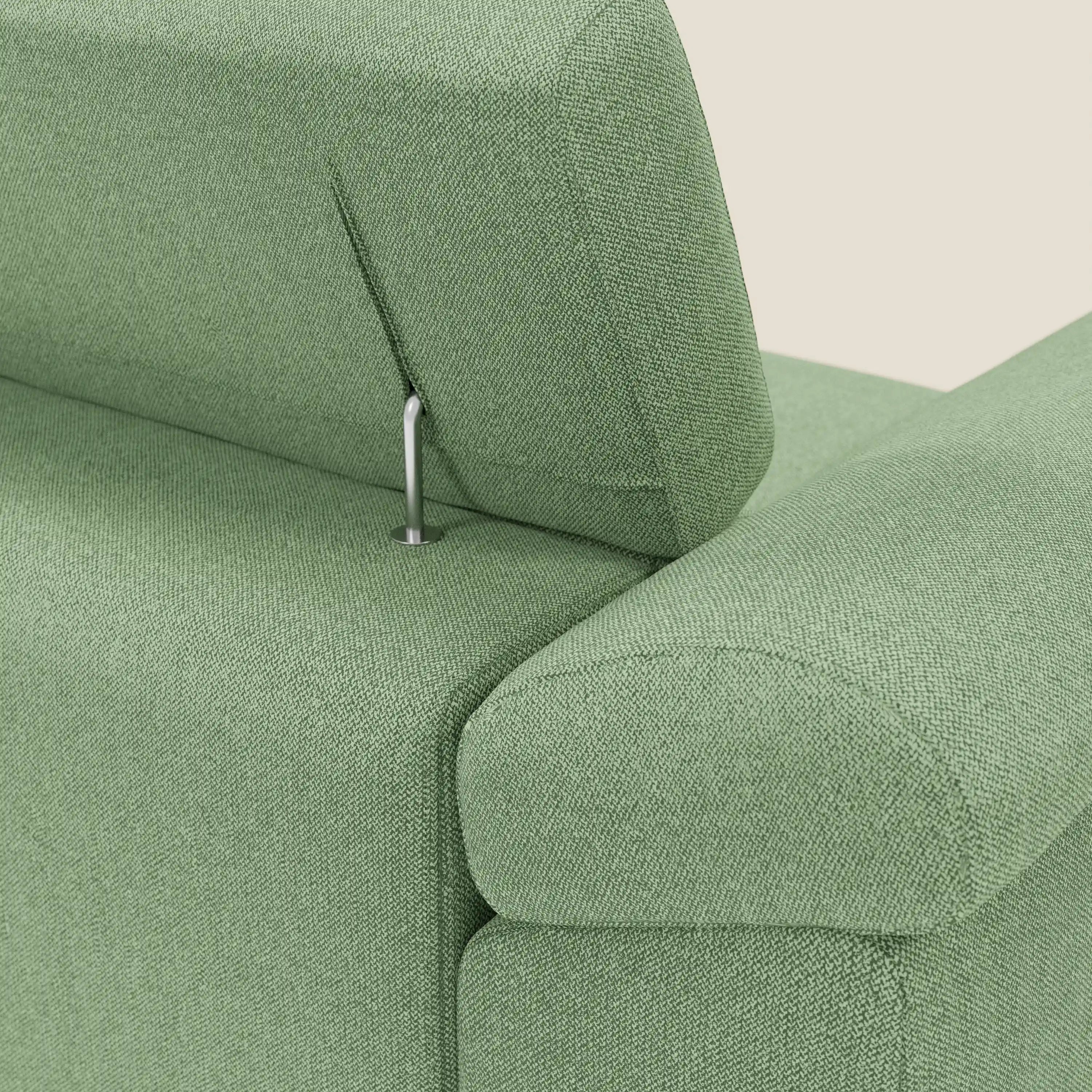 Donatello Ecksofa mit verschiebbaren Sitzen, Armlehnen mit Stauraum und Kopfstütze aus weichem, abwaschbarem Stoff T23 minzgrün