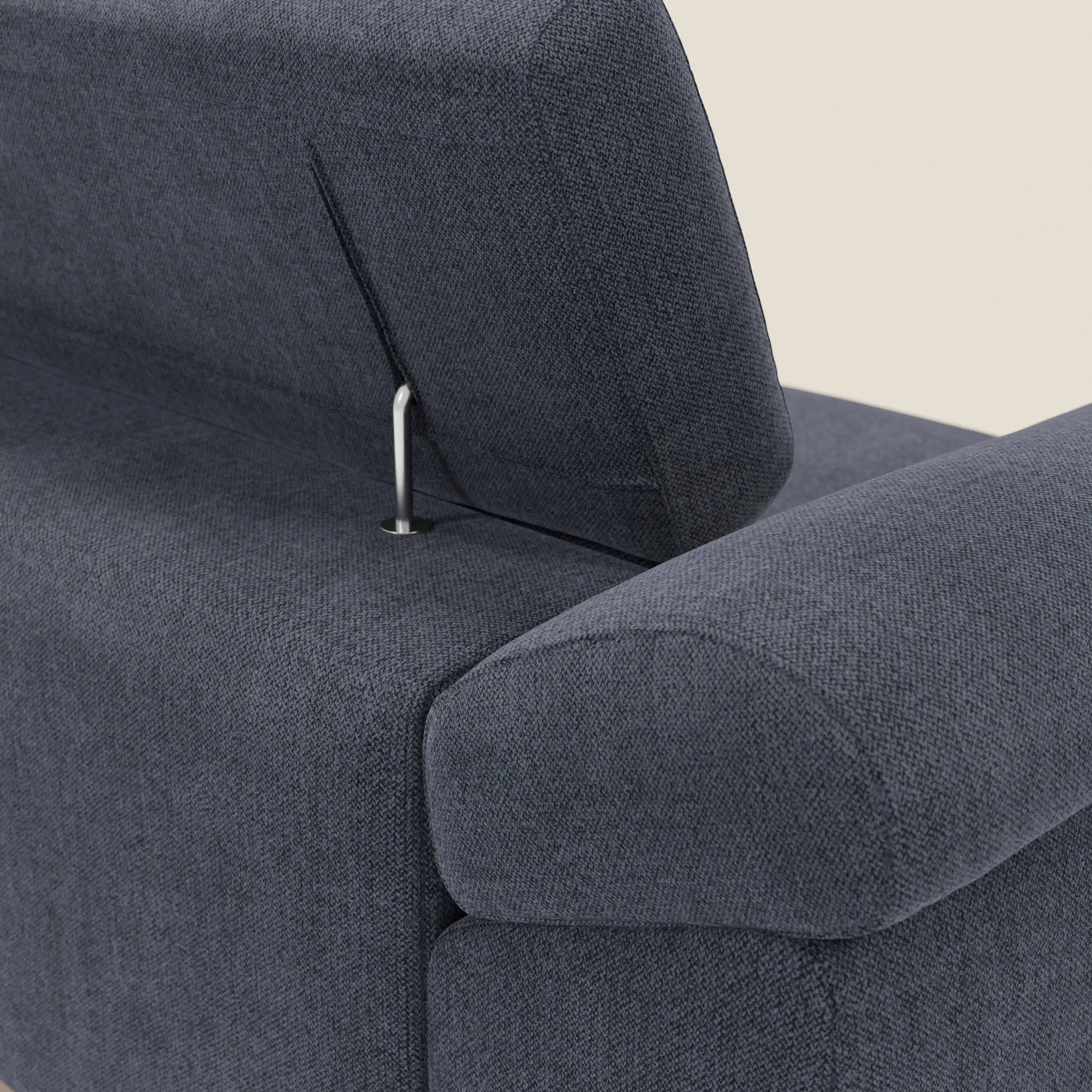 Donatello Sofa mit ausziehbaren Sitzen, Armlehnen mit Staufach und verstellbaren Kopfstützen aus abwaschbarem Stoff T23 Schieferblau