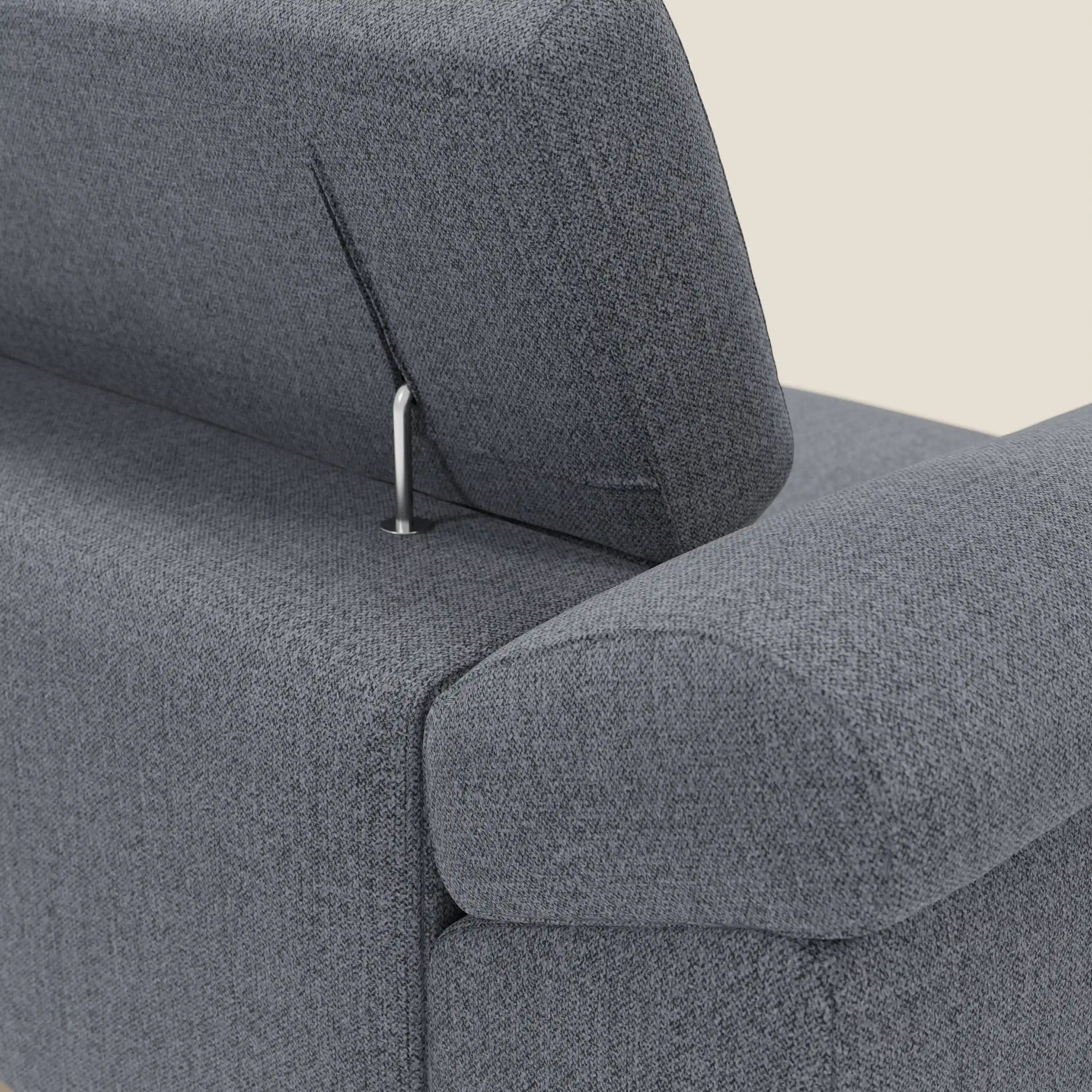 Donatello Sofa mit ausziehbaren Sitzen, Armlehnen mit Staufach und verstellbaren Kopfstützen aus abwaschbarem Stoff T23 Graphitblau