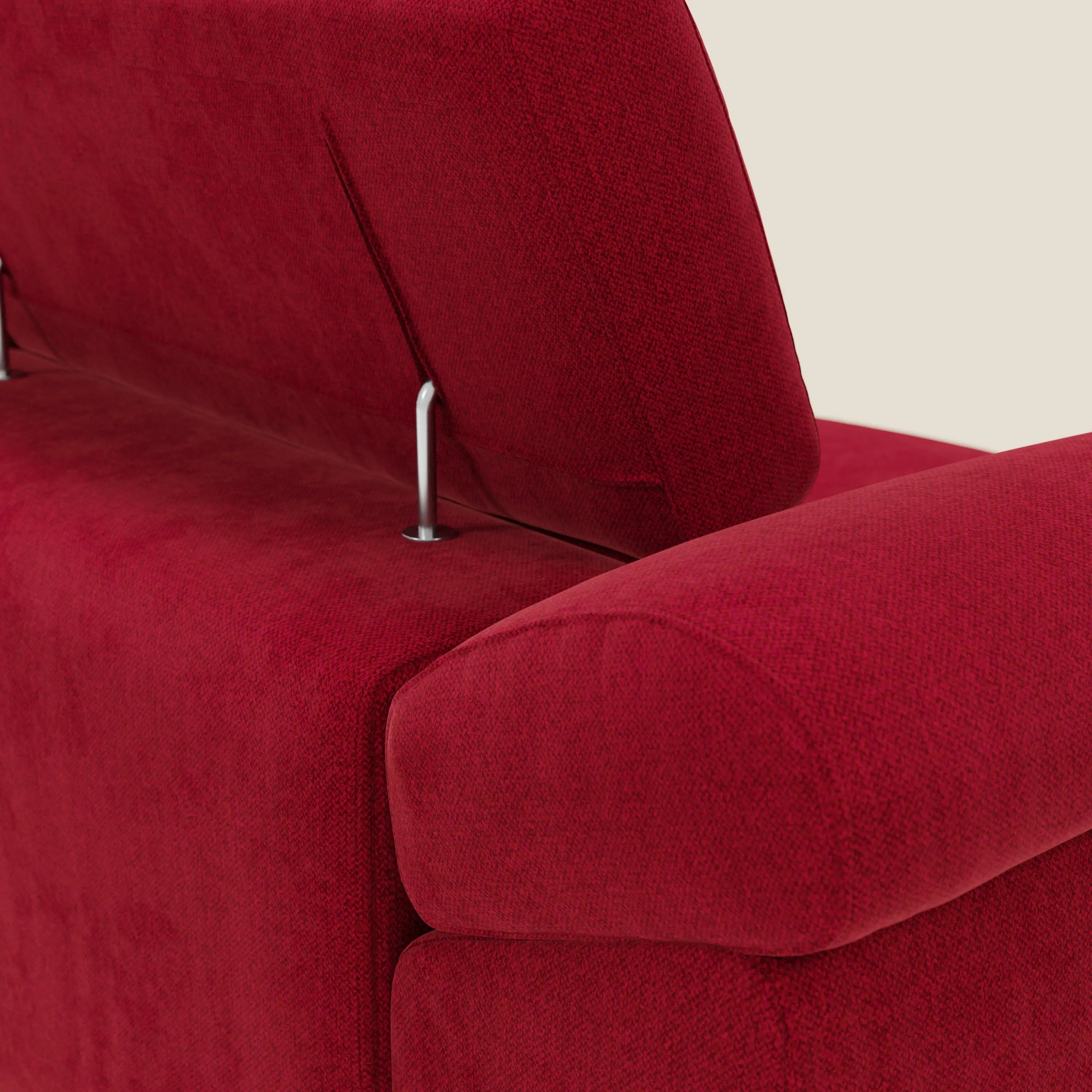 Donatello Sofa mit 3 ausziehbaren Sitzen, Armlehnen mit Staufach und verstellbaren Kopfstützen aus abwaschbarem Stoff T23 burgunder