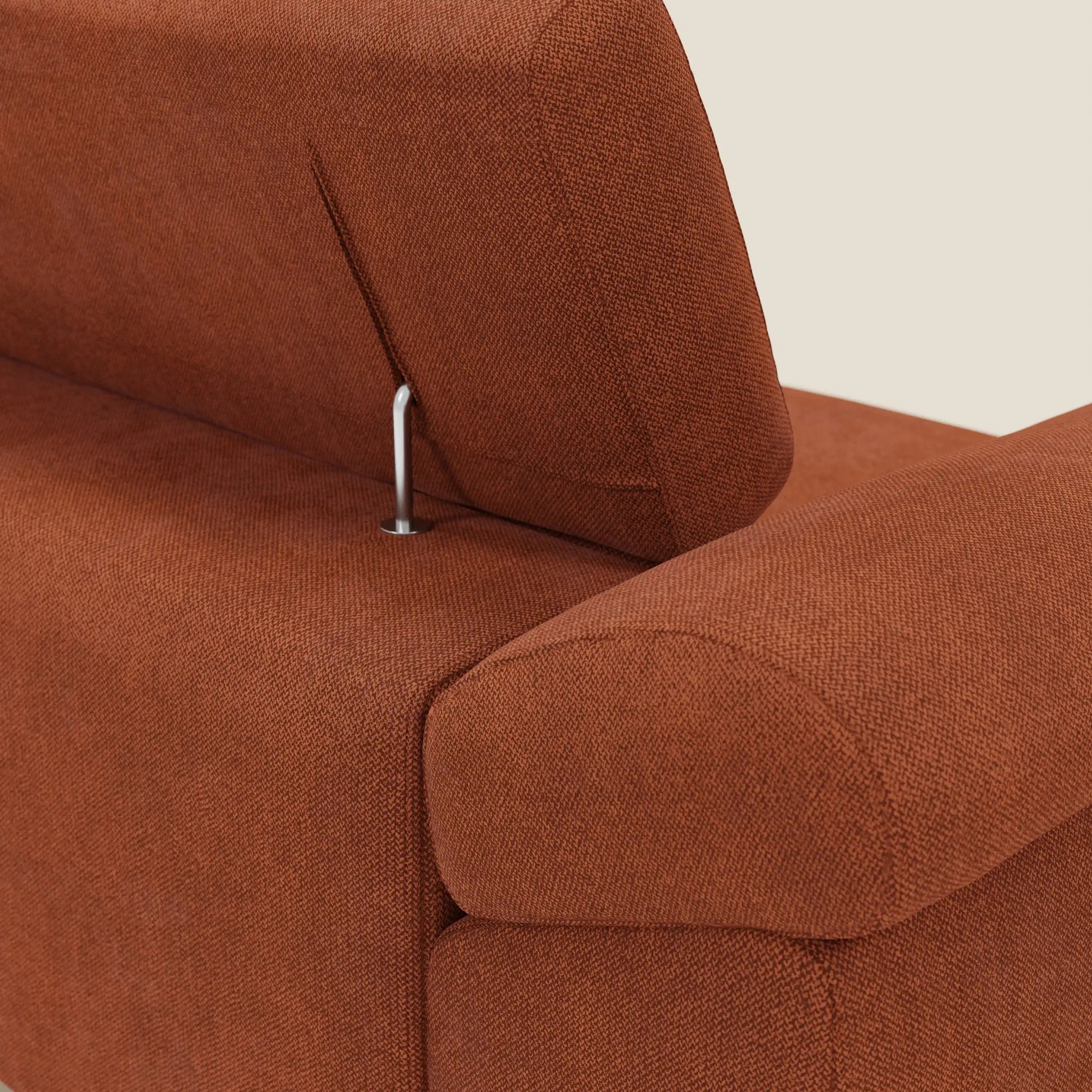 Donatello Sofa mit ausziehbaren Sitzen, Armlehnen mit Staufach und verstellbaren Kopfstützen aus abwaschbarem Stoff T23 rostrot