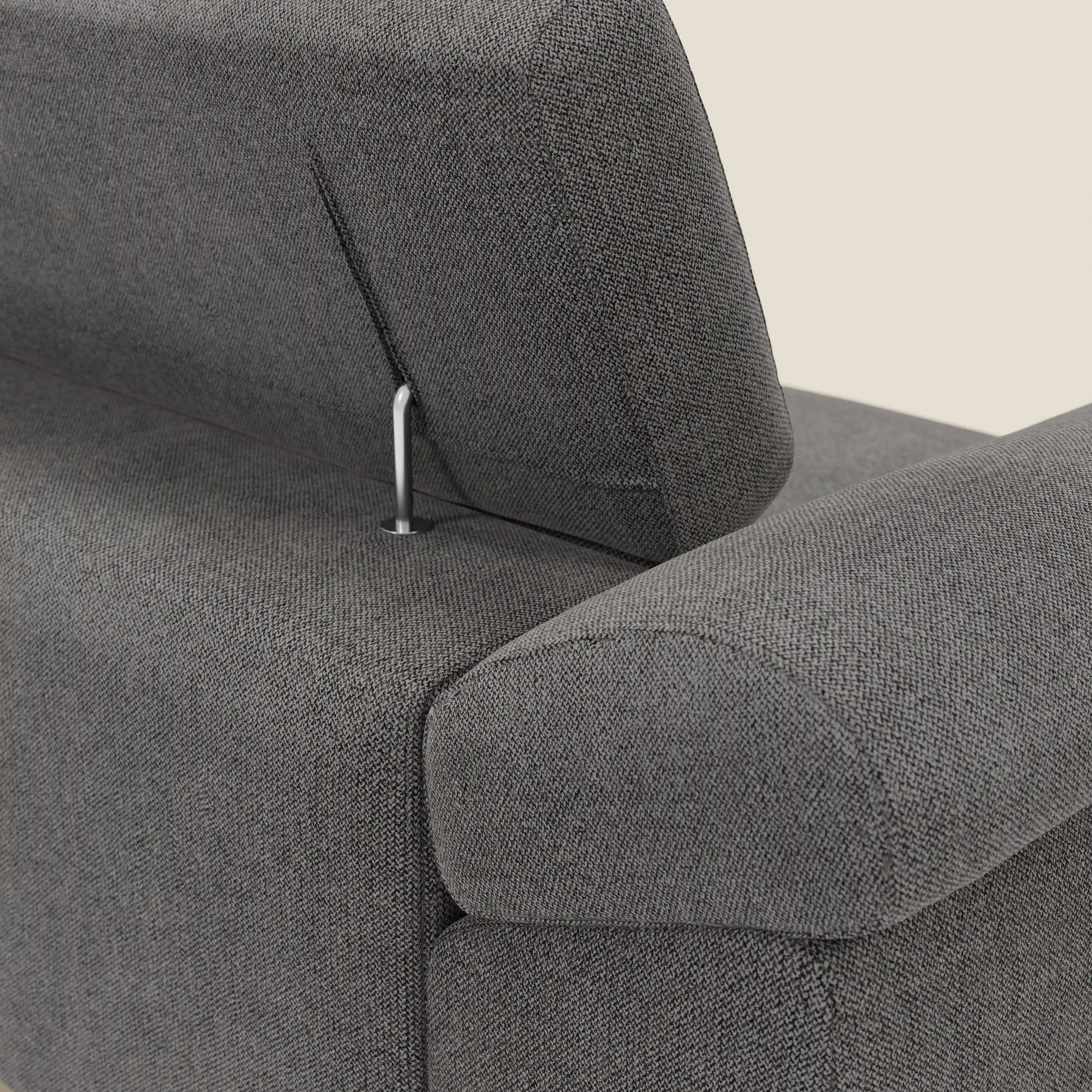 Donatello Sofa mit ausziehbaren Sitzen, Armlehnen mit Staufach und verstellbaren Kopfstützen aus abwaschbarem Stoff T23 Anthrazit