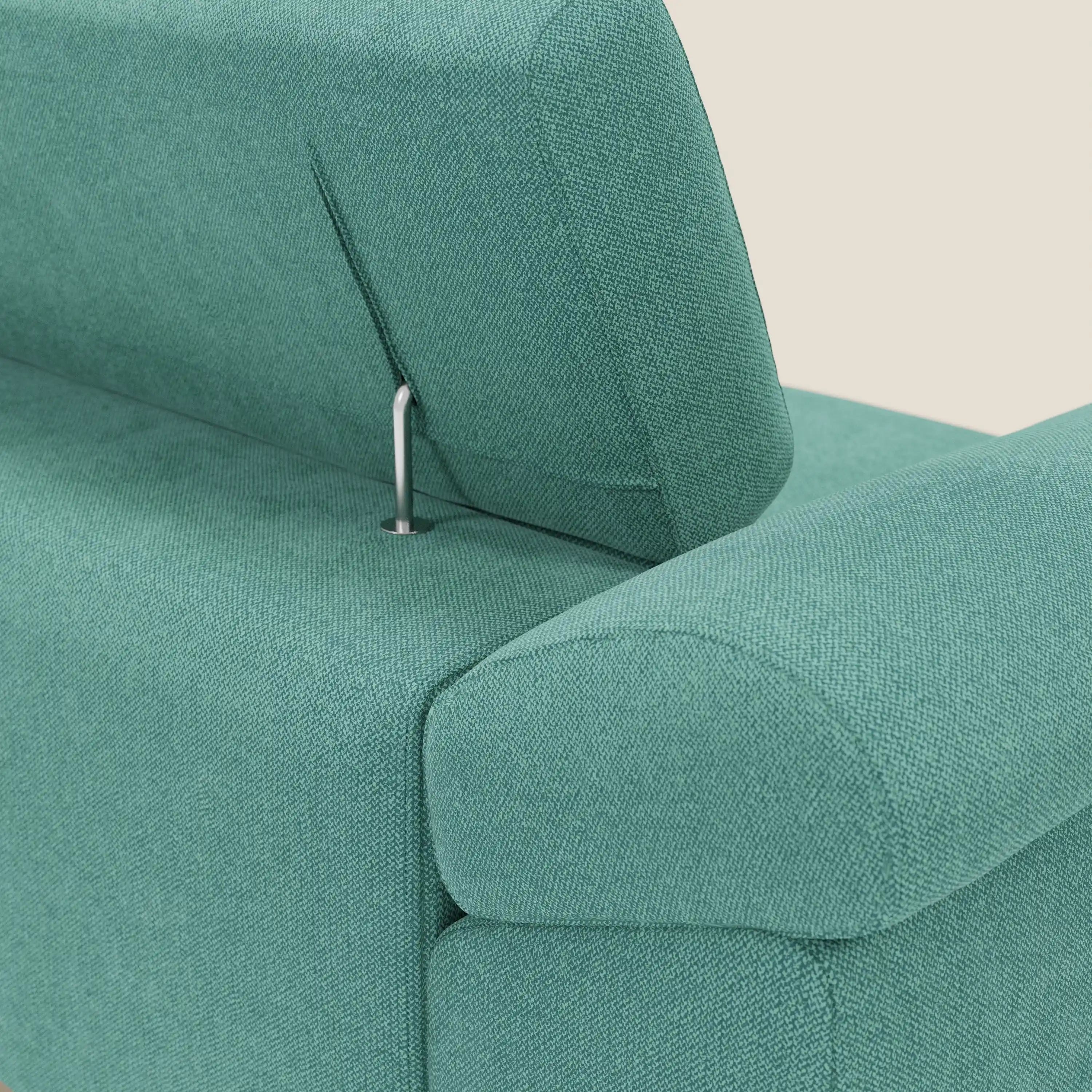 Donatello Sofa mit ausziehbaren Sitzen, Armlehnen mit Staufach und verstellbaren Kopfstützen aus abwaschbarem Stoff T23 Aquamarin