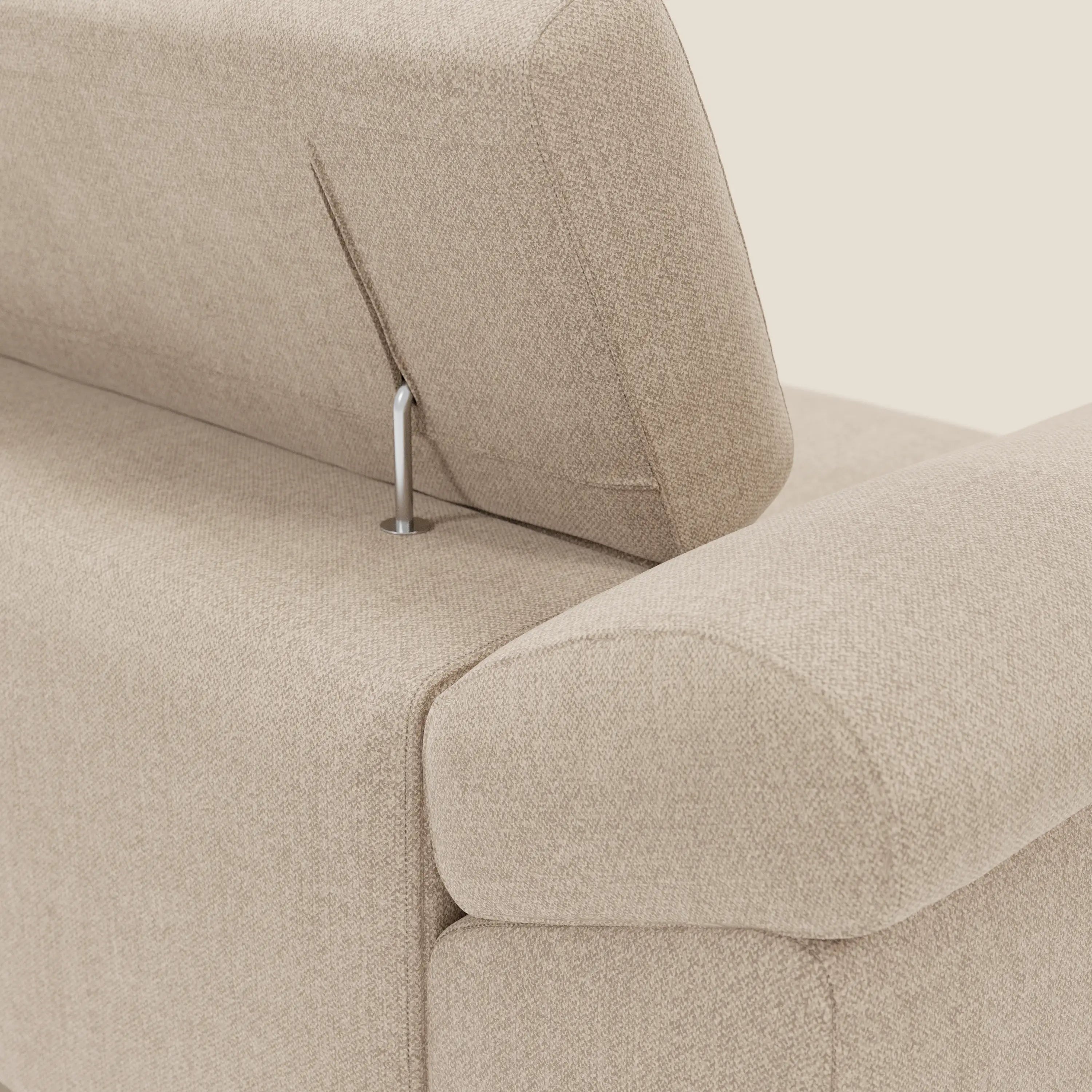 Donatello Sofa mit ausziehbaren Sitzen, Armlehnen mit Staufach und verstellbaren Kopfstützen aus abwaschbarem Stoff T23 Beige