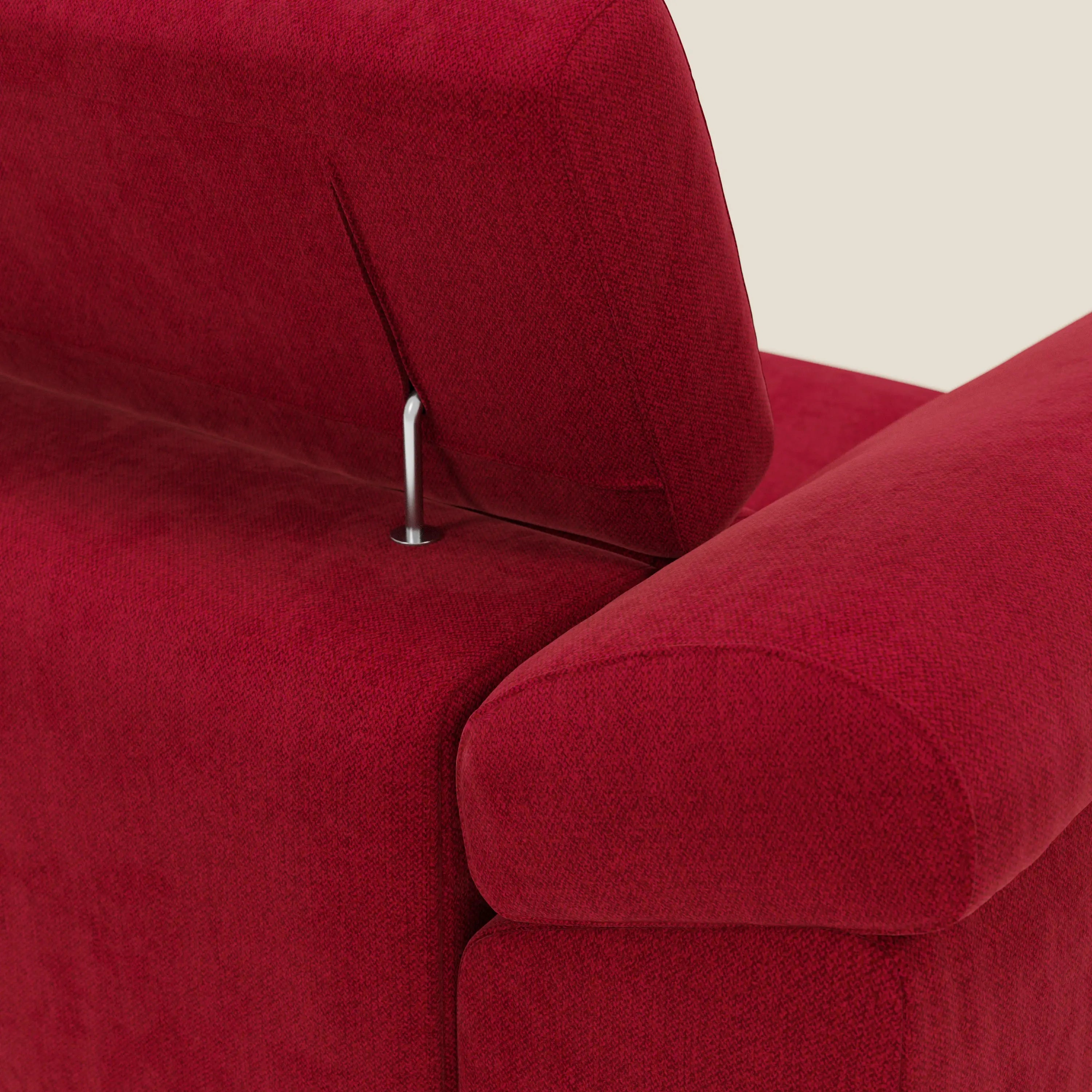 Donatello Ecksofa mit verschiebbaren Sitzen, Armlehnen mit Stauraum und Kopfstütze aus weichem, abwaschbarem Stoff T23 Burgunder