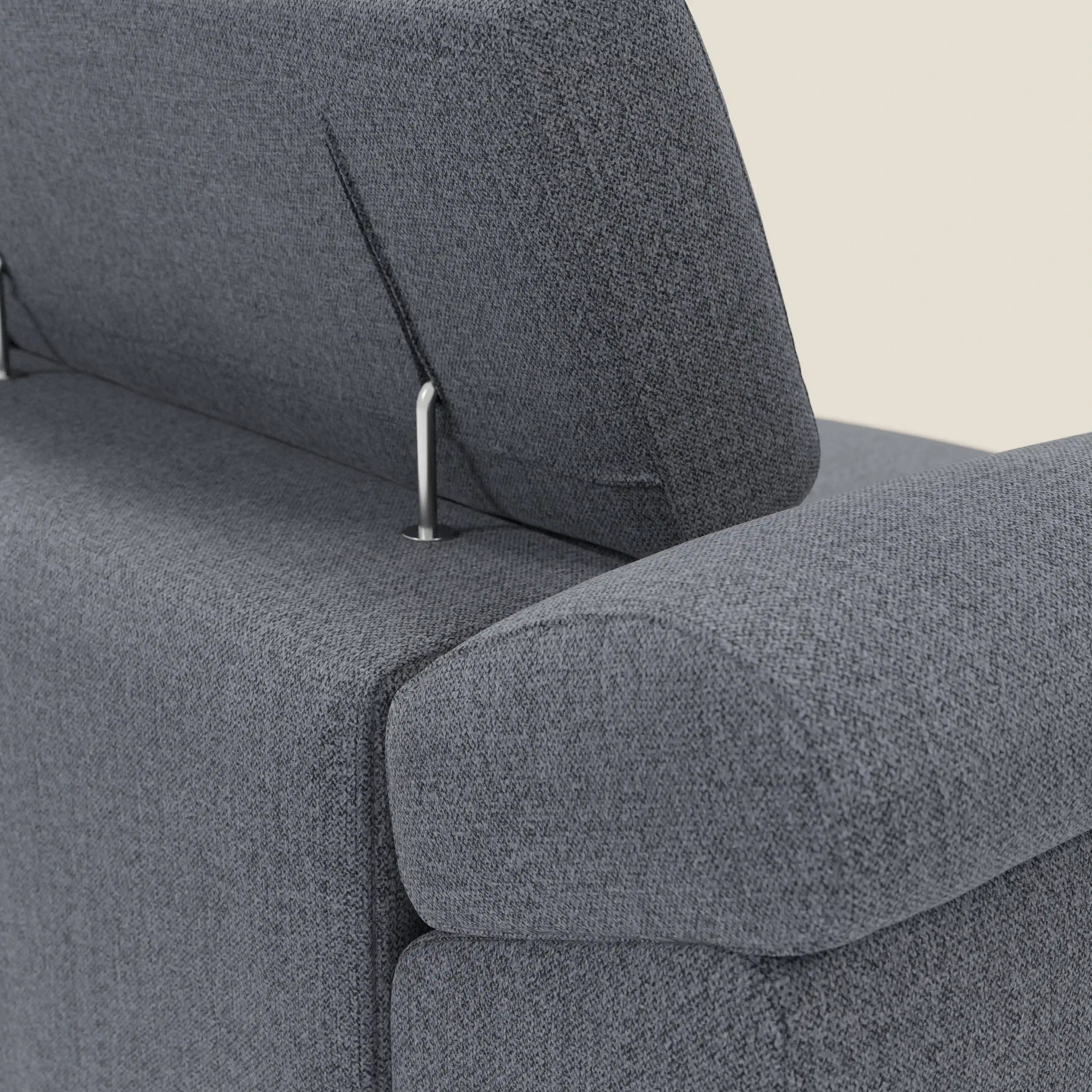 Donatello Sofa mit 3 ausziehbaren Sitzen, Armlehnen mit Staufach und verstellbaren Kopfstützen aus abwaschbarem Stoff T23 graphitblau