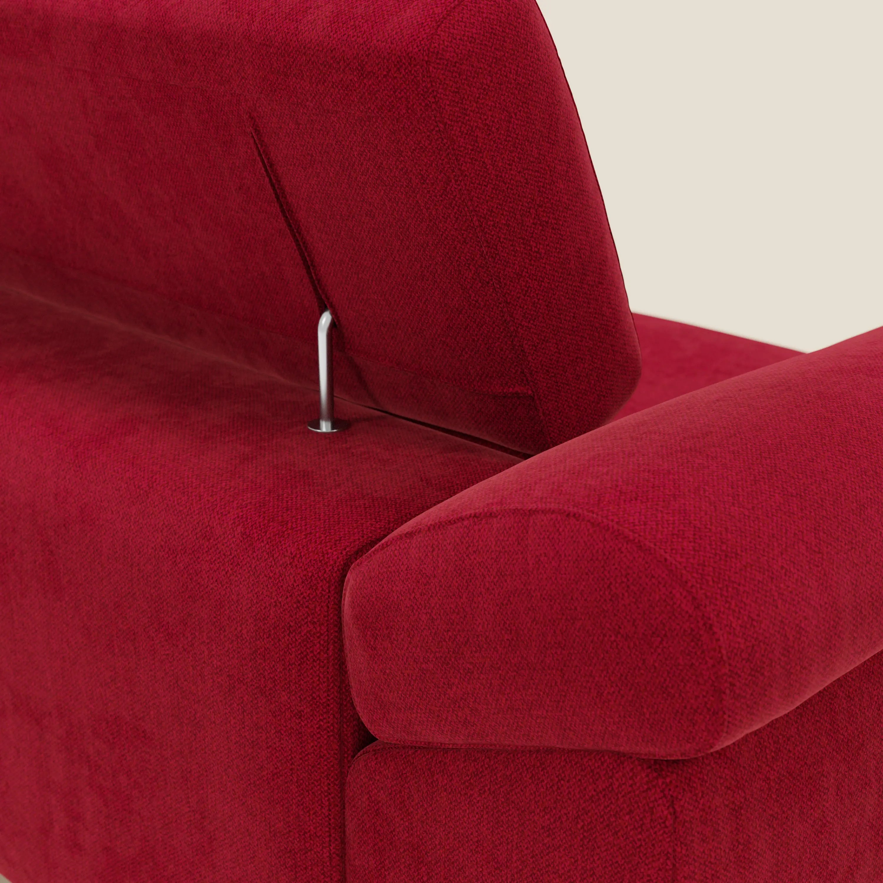 Donatello Sofa mit ausziehbaren Sitzen, Armlehnen mit Staufach und verstellbaren Kopfstützen aus abwaschbarem Stoff T23 Burgunder