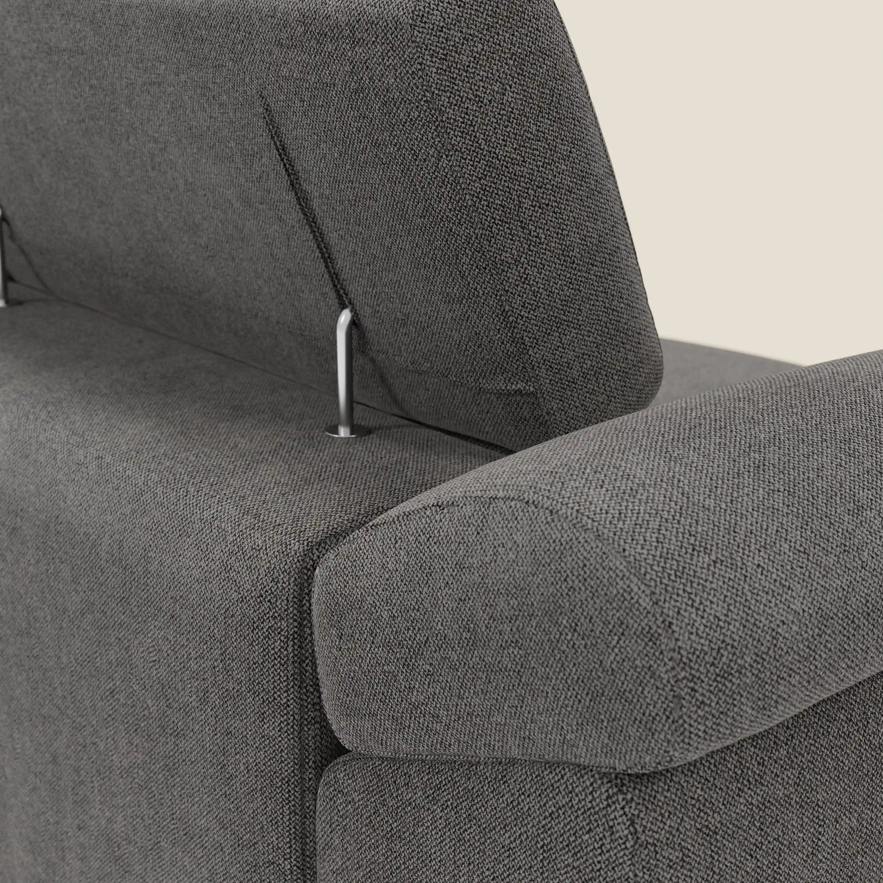 Donatello Sofa mit 3 ausziehbaren Sitzen, Armlehnen mit Staufach und verstellbaren Kopfstützen aus abwaschbarem Stoff T23 anthrazit